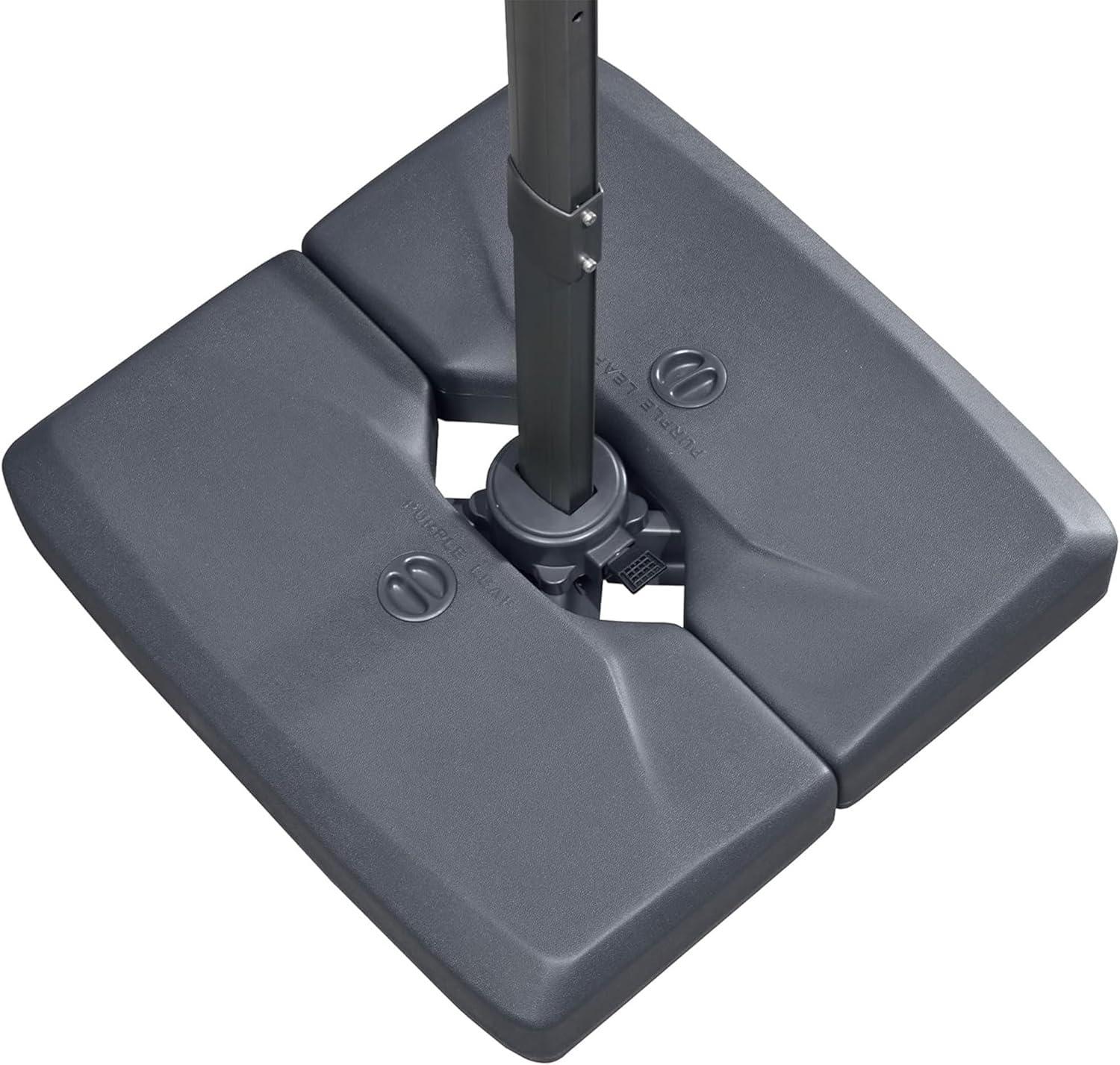 PURPLE LEAF 264 lBS Heavy Duty Patio Umbrella Base XBS540 Deck Offset Cantilever Umbrella Base Sand/Water Filled Square for Outdoor Gardern Backyard