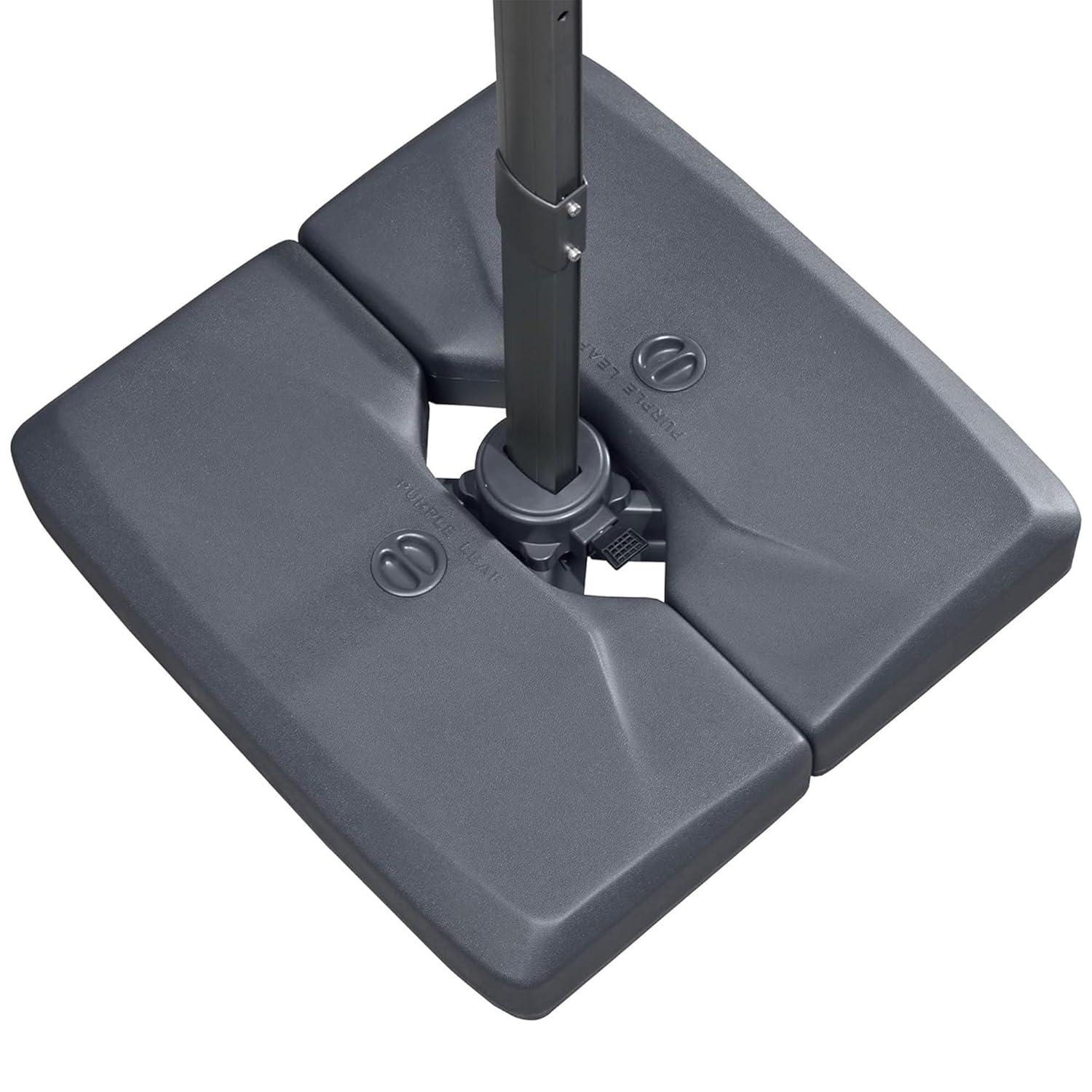 PURPLE LEAF 264 lBS Heavy Duty Patio Umbrella Base XBS540 Deck Offset Cantilever Umbrella Base Sand/Water Filled Square for Outdoor Gardern Backyard