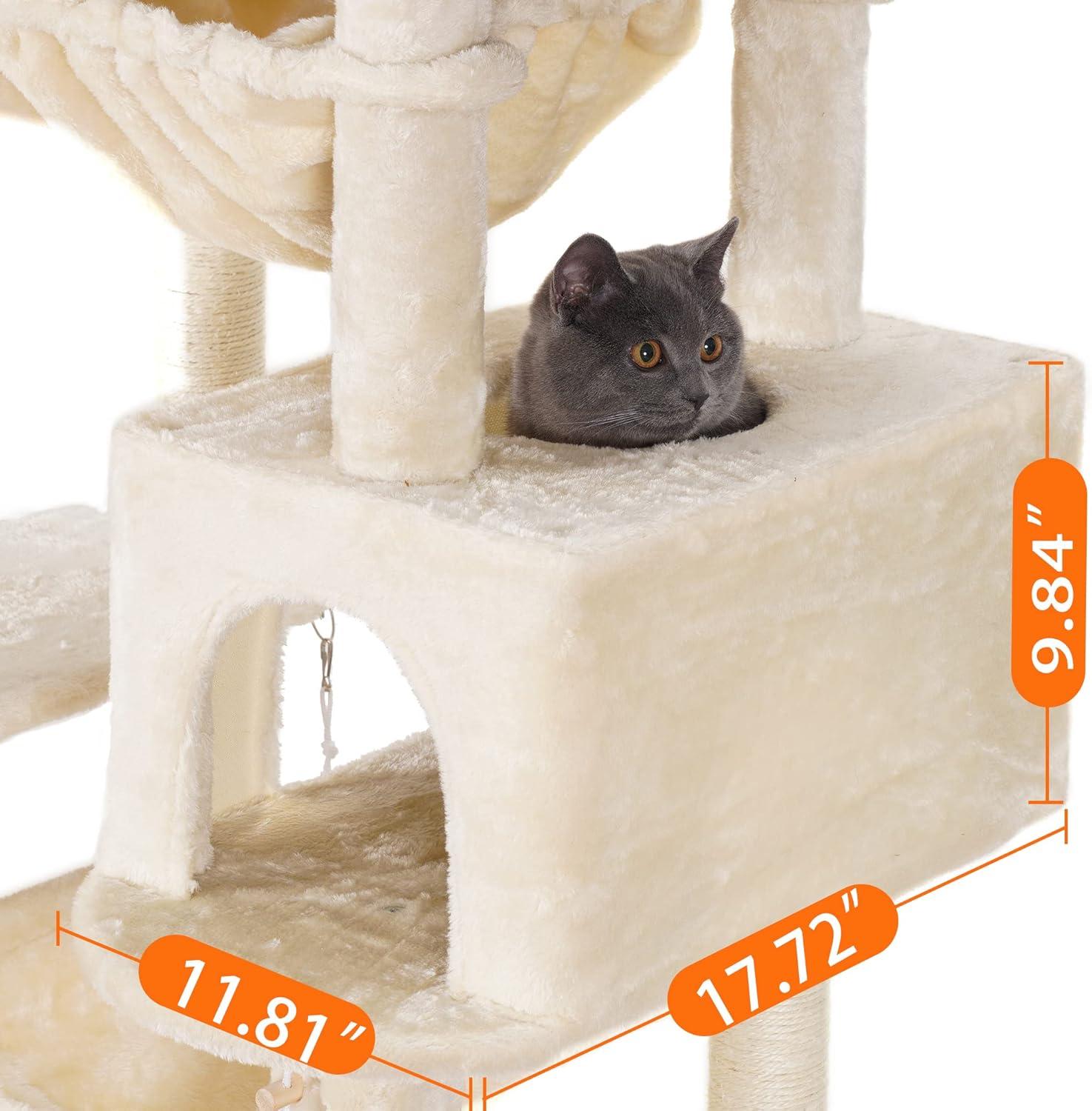 Beige 73'' Tall Cat Tree with Sisal Scratching Posts