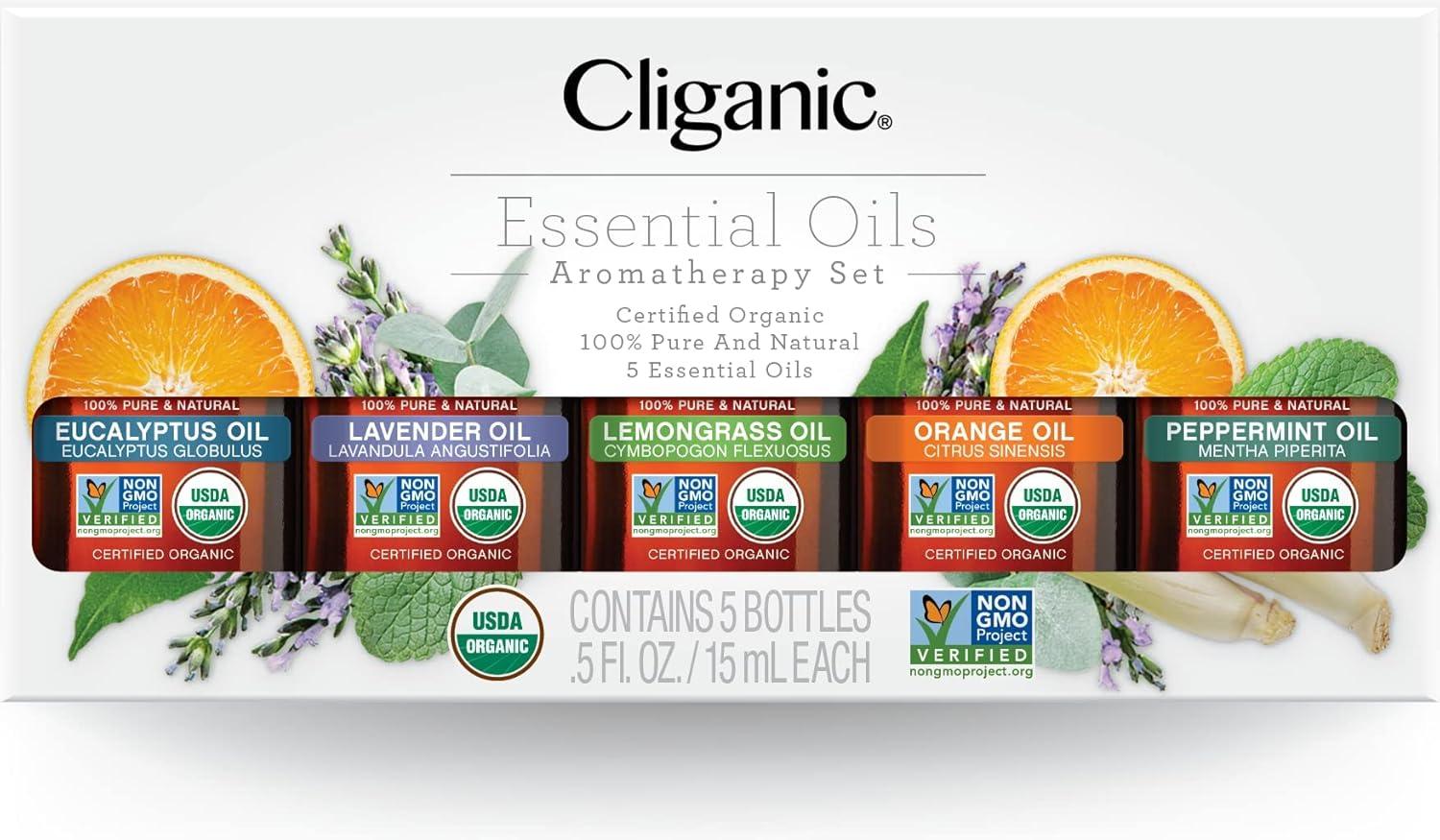 Organic Aromatherapy Essential Oils Set with Eucalyptus and Lavender