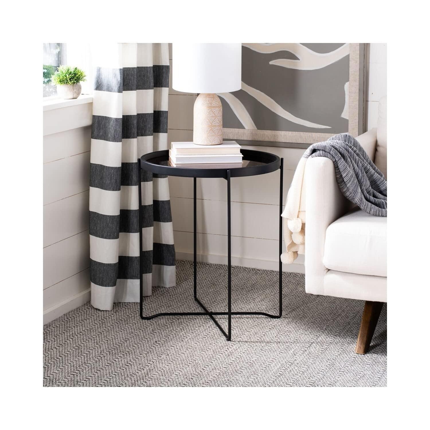 Ruby Small Tray Accent Table - Rose Gold/Black - Safavieh.
