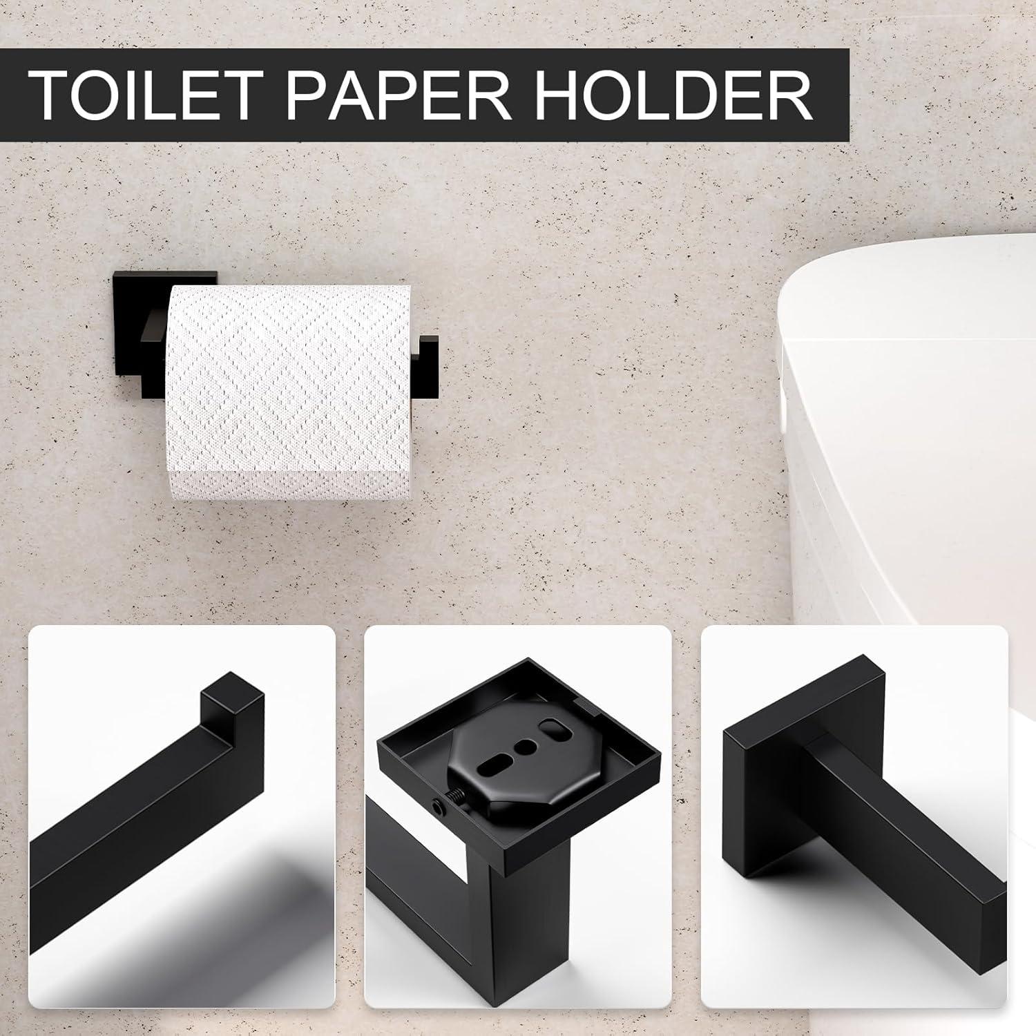 Matte Black Stainless Steel 5-Piece Bathroom Hardware Set