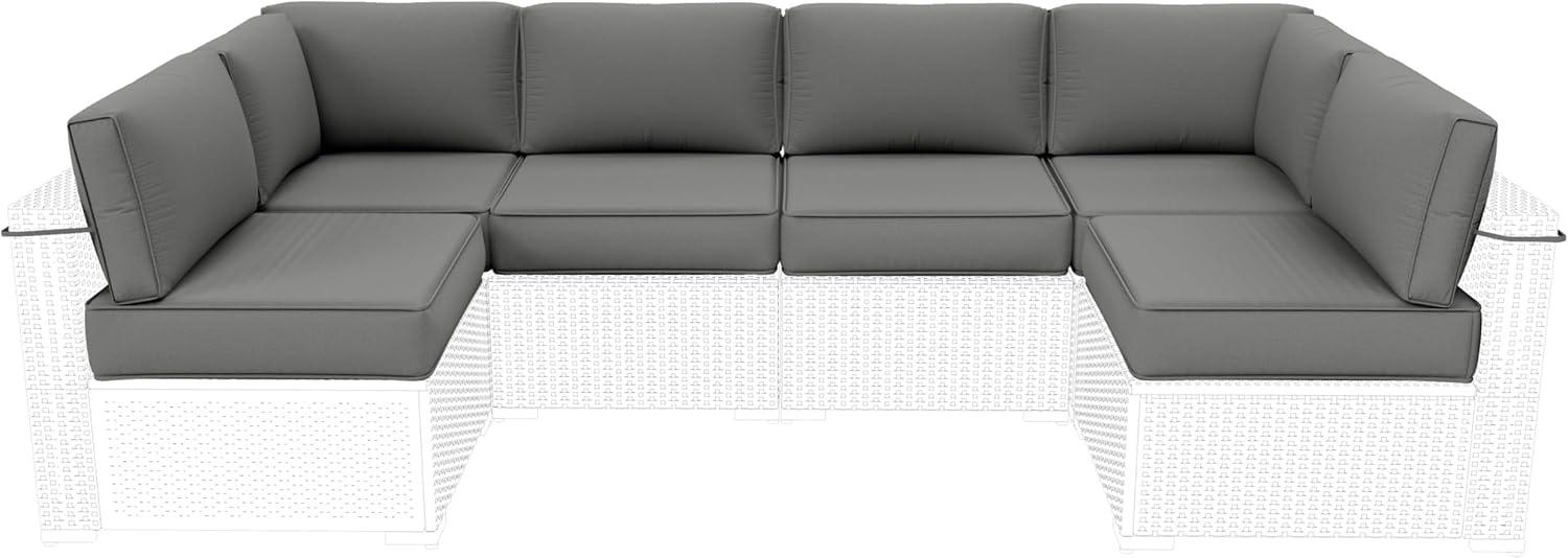 Kimunuk 14 Piece Outdoor Furniture Replacement Cushions, 5" Foam Foam High-Density, Fits 6-Seat Sectional Rattan Conversation Set, Patio Water-Resistant Sofa Cushions, Light Grey