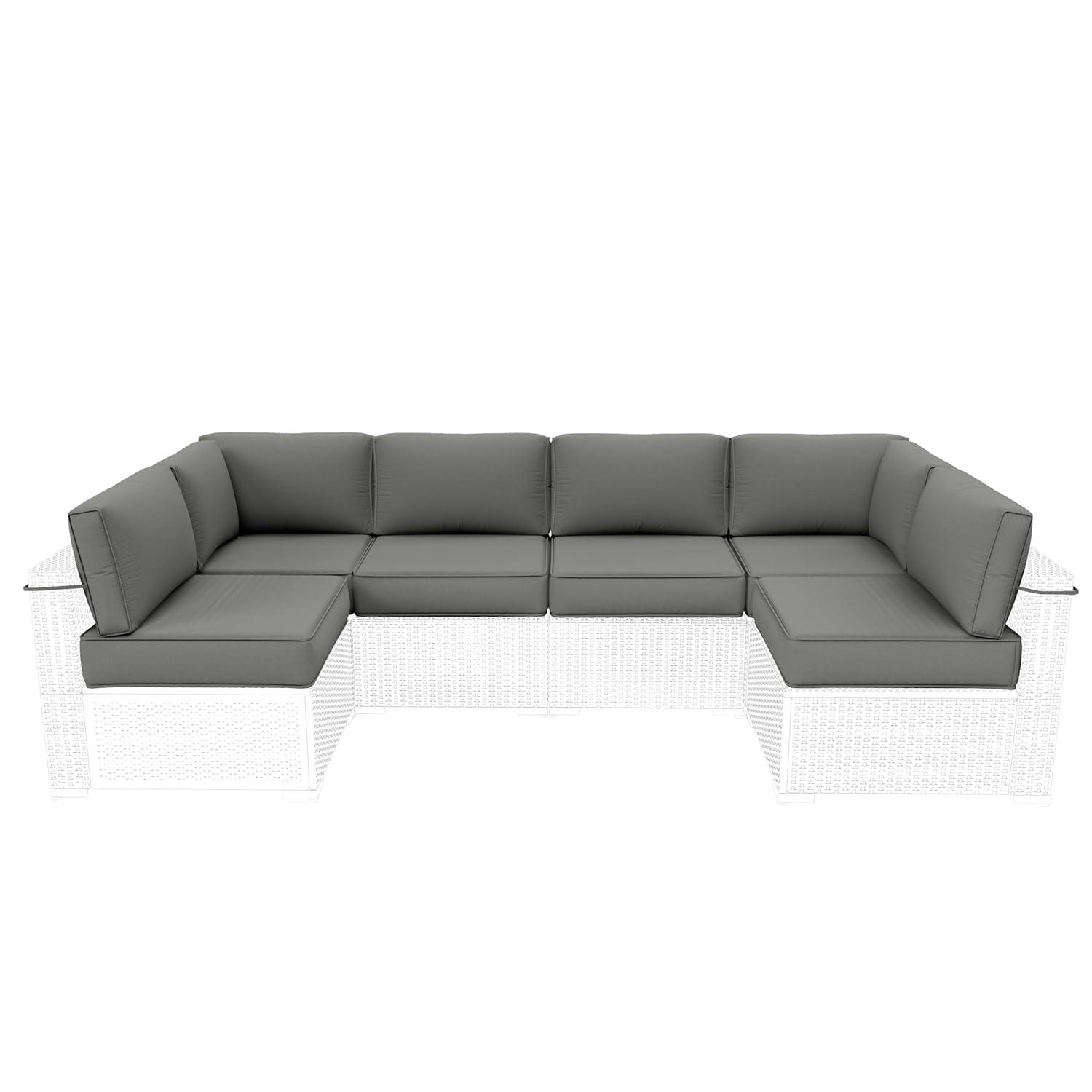 Kimunuk 14 Piece Outdoor Furniture Replacement Cushions, 5" Foam Foam High-Density, Fits 6-Seat Sectional Rattan Conversation Set, Patio Water-Resistant Sofa Cushions, Light Grey