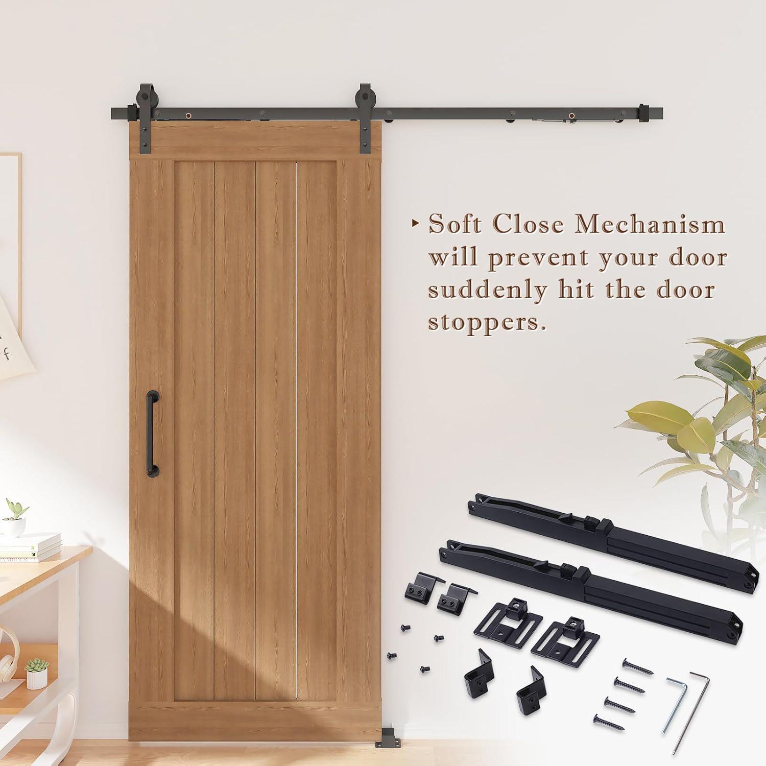 2PCS Soft Close barn Door Hardware kit Barn Door Soft Close Mechanism Spring Buffer Damper Hole-Free Version Fit for Door Weight 60-176 Pounds Adjustable Door Stoppers 2022NEWEST (Use for 20-40)