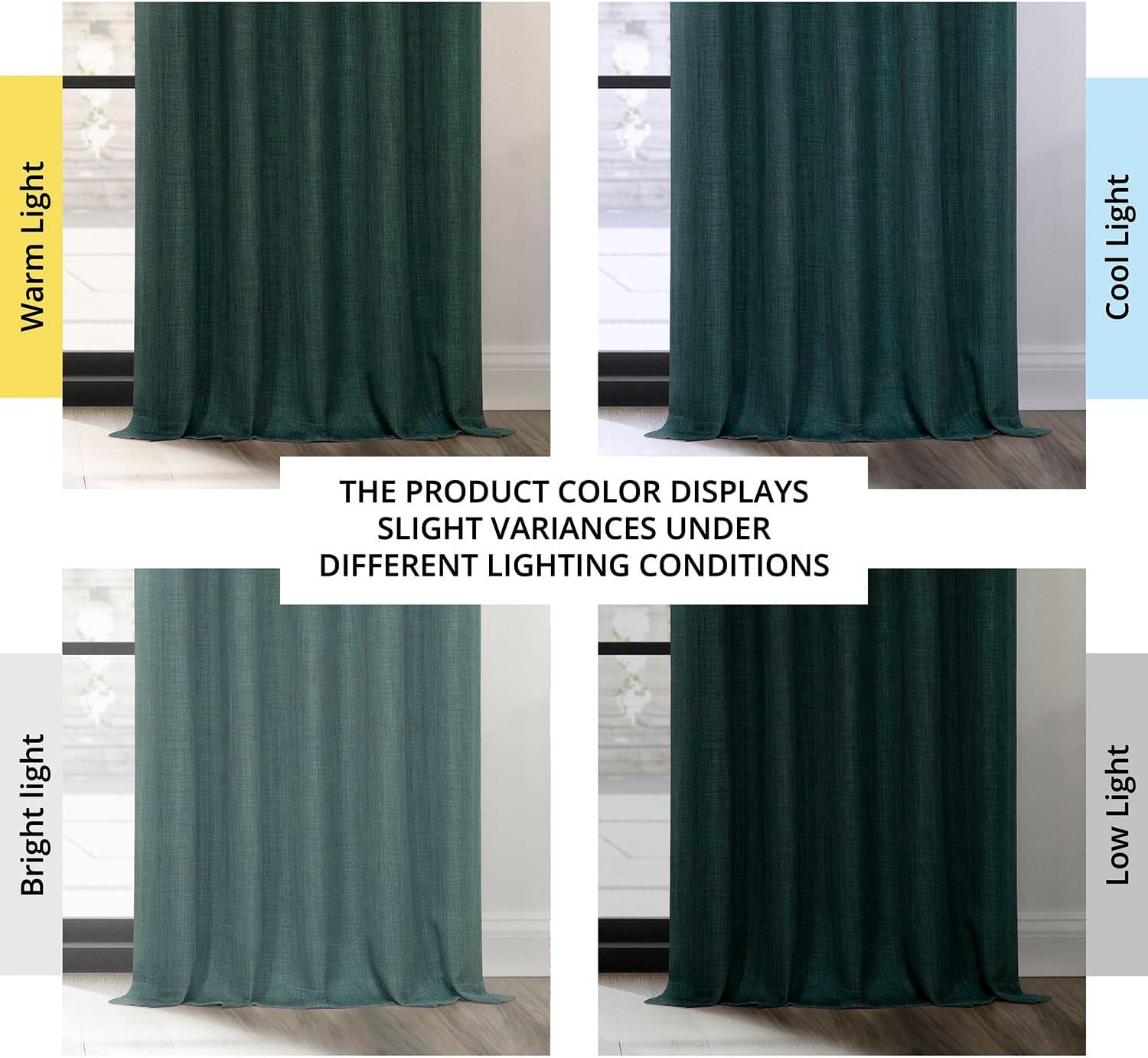 HPD Half Price Drapes Focal Green Faux Linen Room Darkening Curtains for Bedroom & Living Room Curtains (1 Panel), Door & Window Curtains 84 inches long, Rod Pocket Curtains & drapes, 50W X 84L