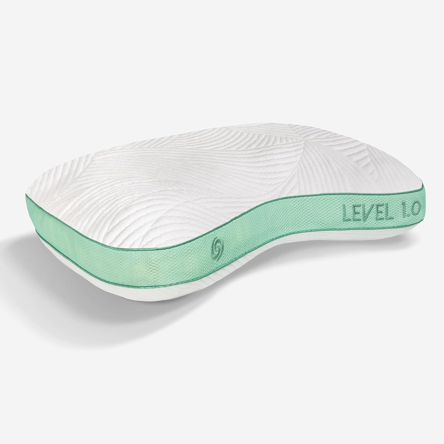 Firm White and Green Moisture-Wicking Queen Sleep Pillow