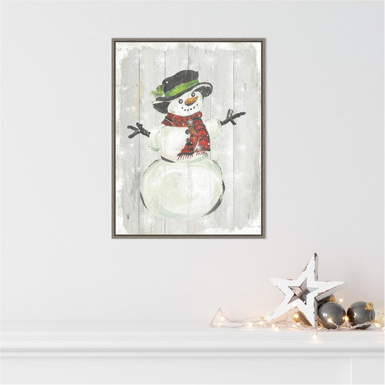 Amanti Art Holiday Snowman Framed Canvas Wall Art Print