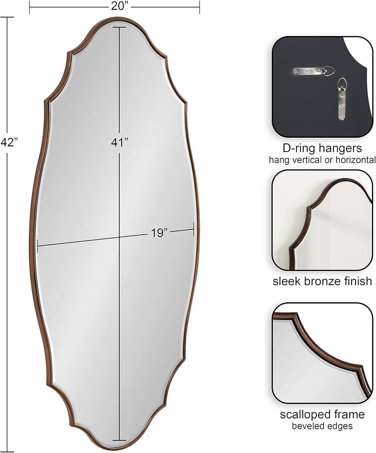 Kate and Laurel Leanna Scalloped Oval Wall Mirror, 20x42, Bronze