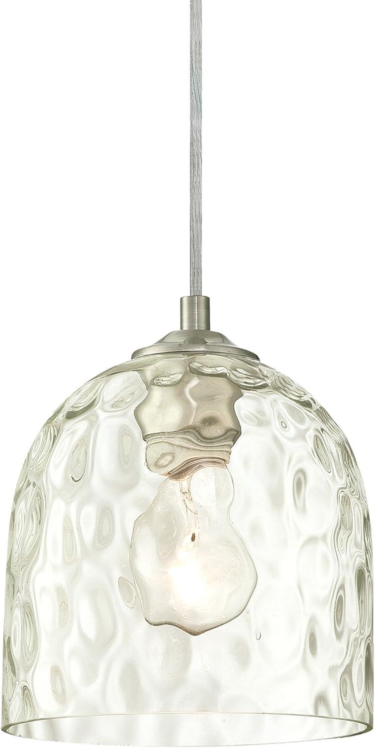 Westinghouse Basset Mini Pendant Brushed Nickel Finish Clear Hammered Glass