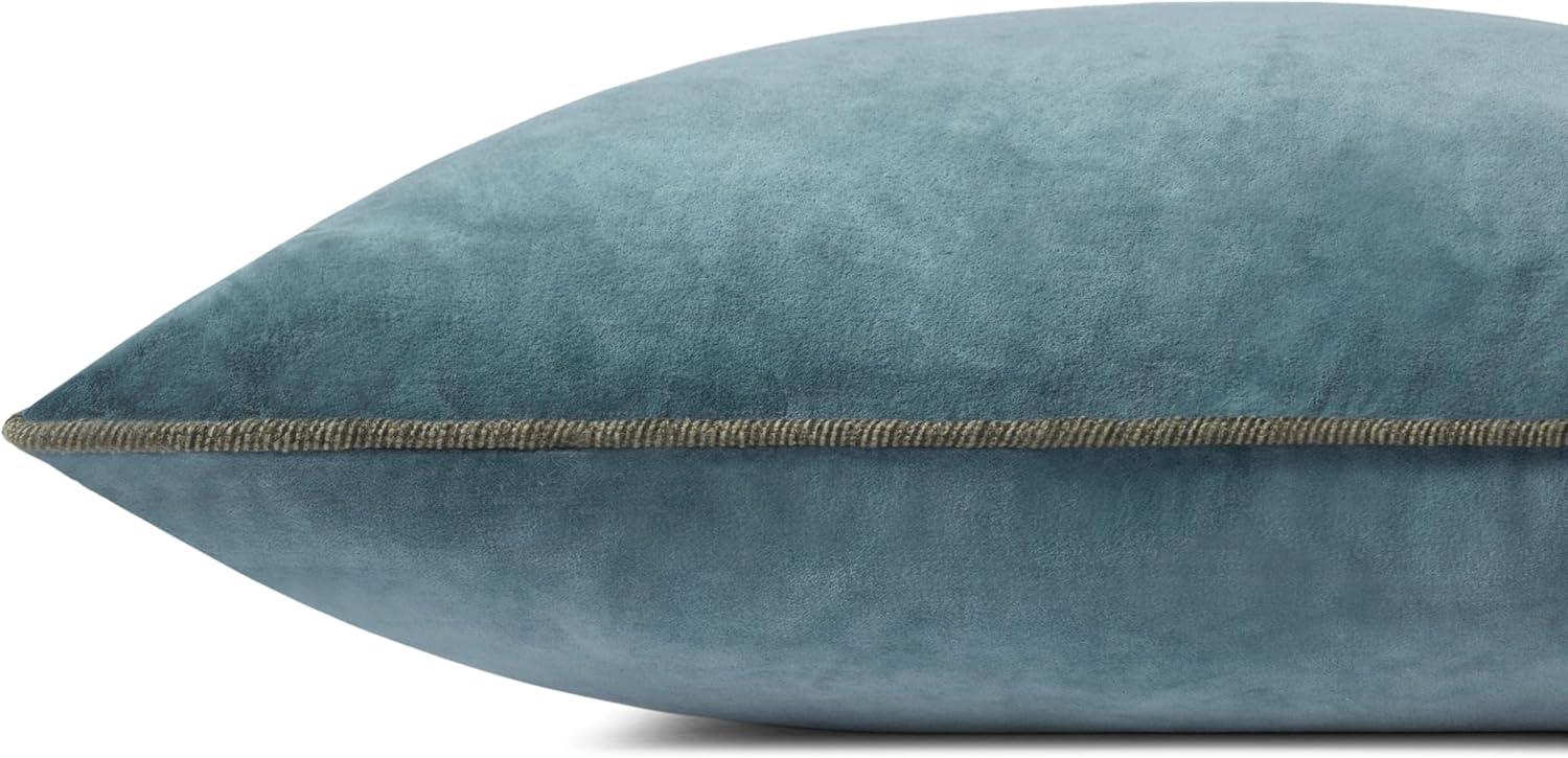 Liza 22" Dusky Blue Velvet Cotton Pillow Cover