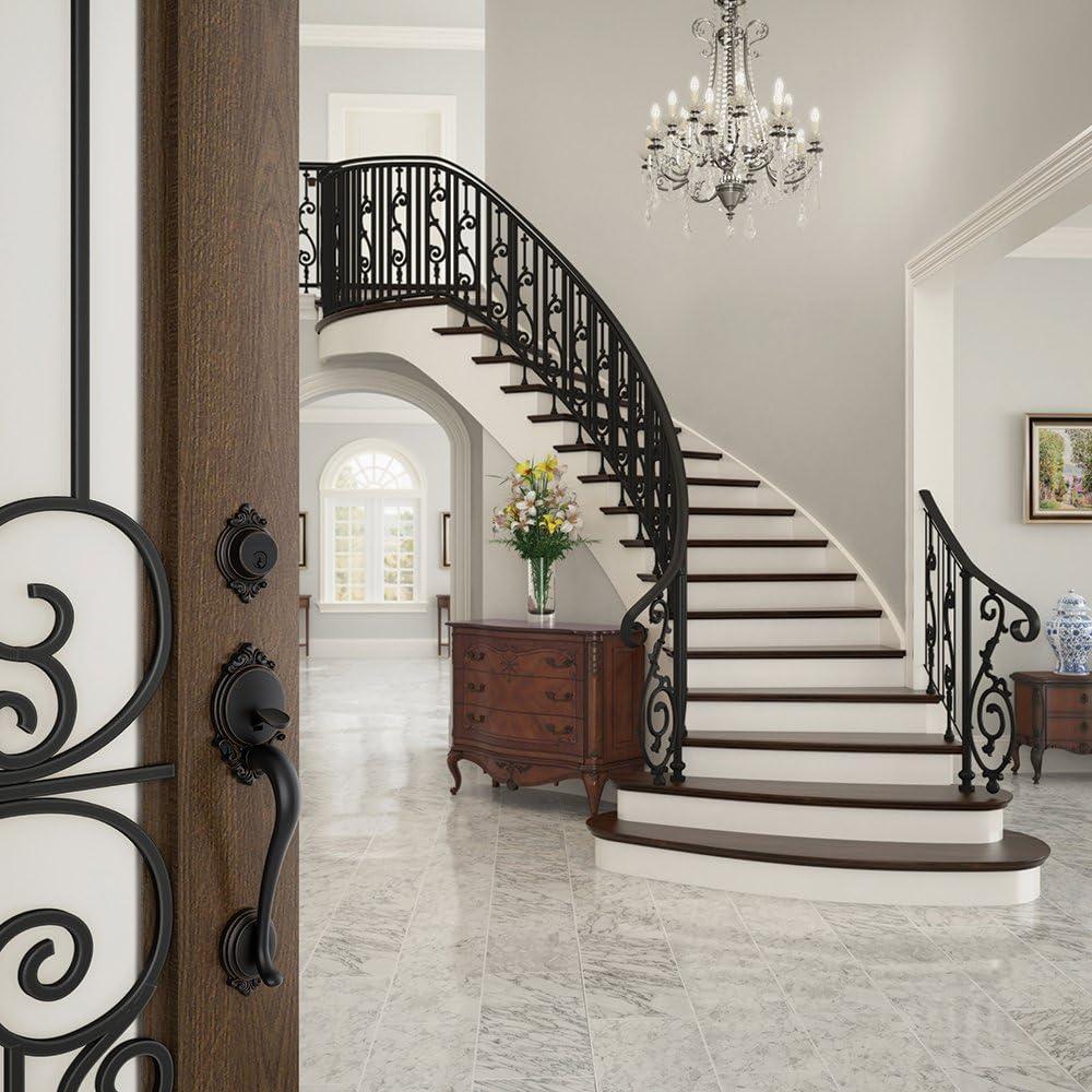 SCHLAGE Brookshire Single Cylinder Handleset and Georgian Knob, Aged Bronze (F60 BRK 716 GEO)