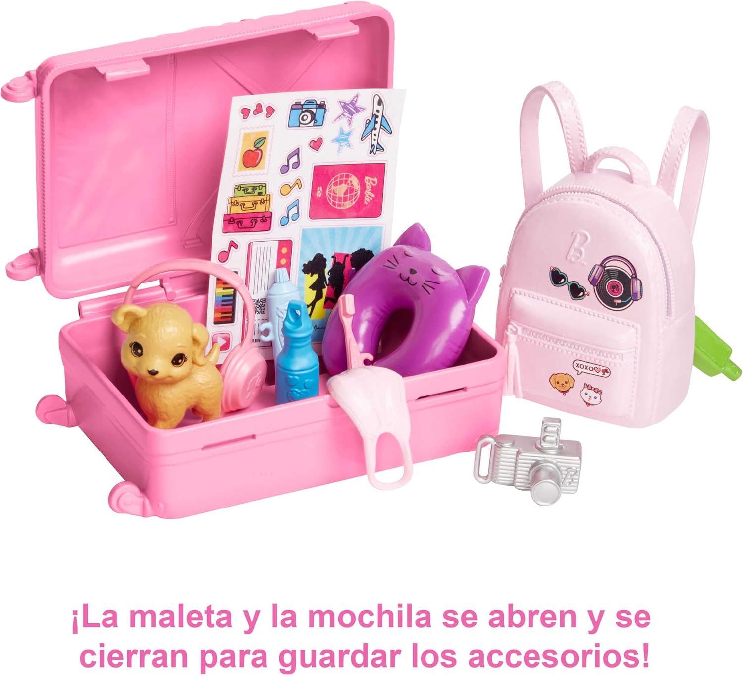 Barbie Doll and Accessories Travel Set with Puppy