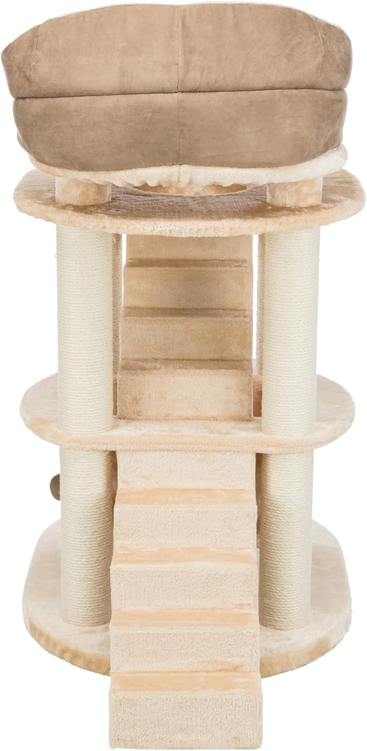 Beige Sisal Senior Cat Tower with Hammock and Stairs