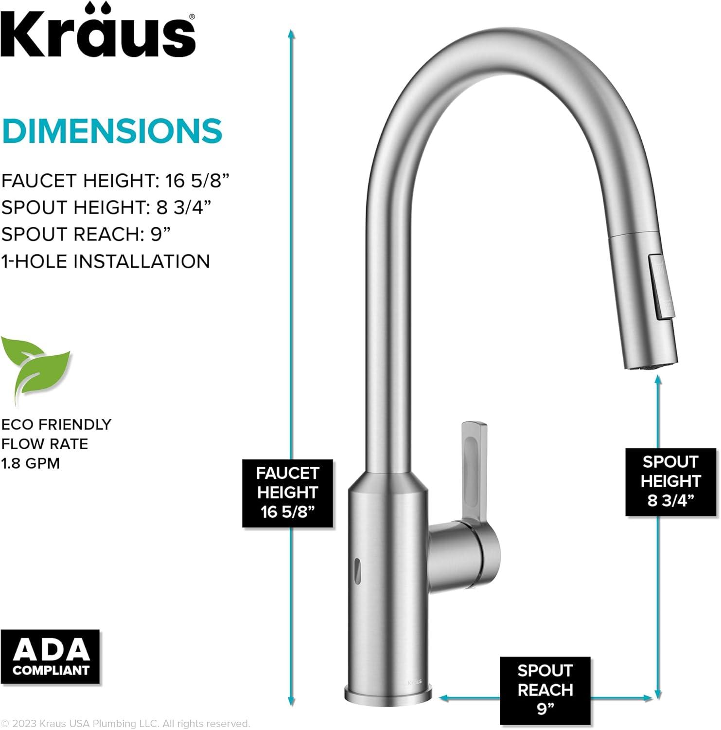 KRAUS Oletto Touchless Sensor Pull-Down Single Handle Kitchen Faucet