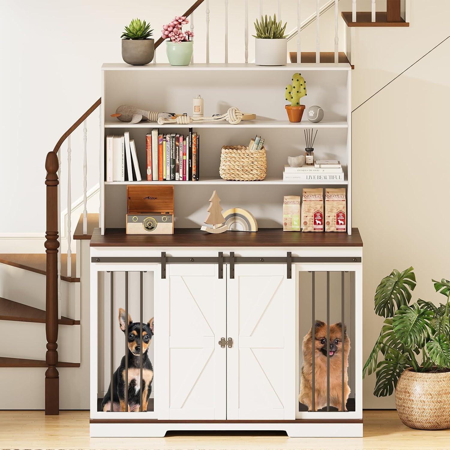 Tucker Murphy Pet™ Large Dog Crate Furniture for 2 Dogs, 71.6'' Steel Frame Dog Crate with Double Doors, Heavy Sturdy Dog Kennel