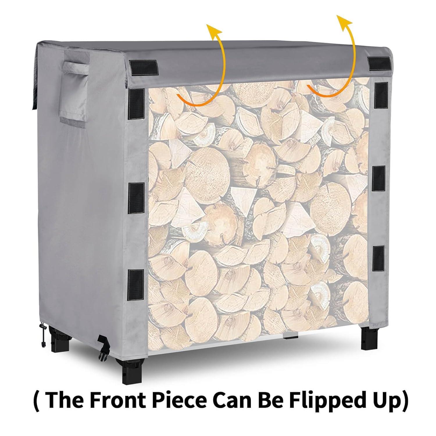 KHOMO GEAR - Heavy Duty Log Rack Cover - 4 Feet - Titan Series - Grey