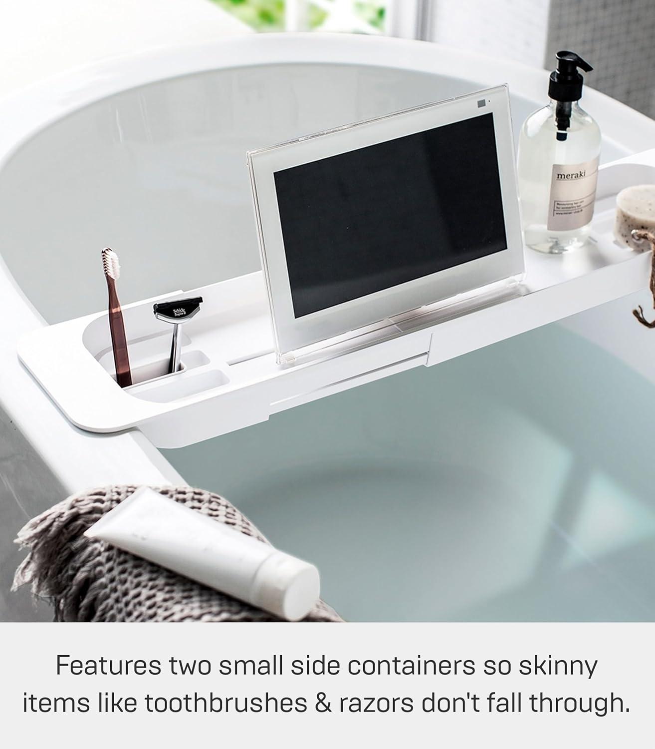Yamazaki Home Tower Yamazaki Home Expandable Bathtub Caddy - Bathroom Tray Table Holder, 1.77" Height