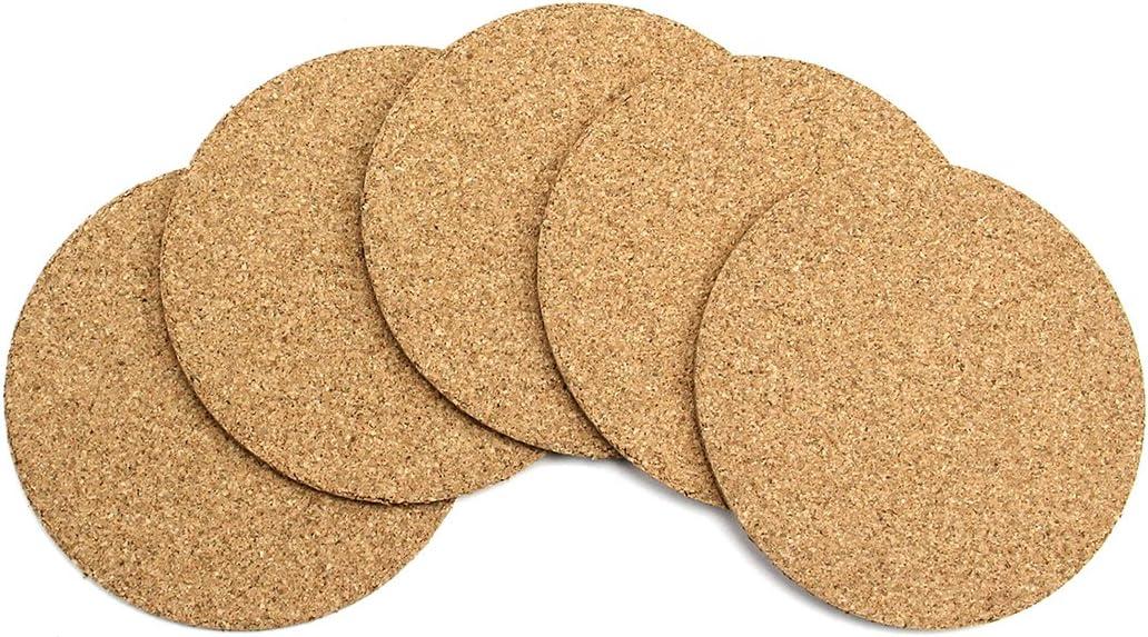 Hygloss 39406 Products Natural Cork Coasters - 3mm Eco Friendly Absorbent Saucers for Coffee, Cups, Wine & Drink Glasses, 4"