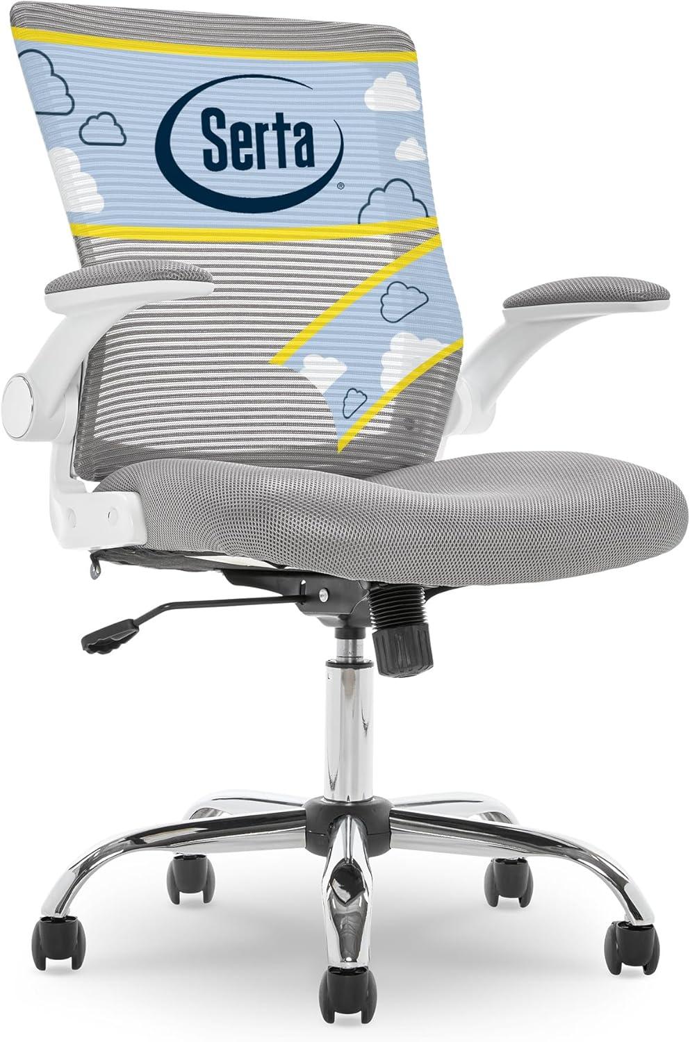 Works Creativity Mesh Office Chair with Chrome Base Gray - Serta: Ergonomic, Adjustable Height & Support