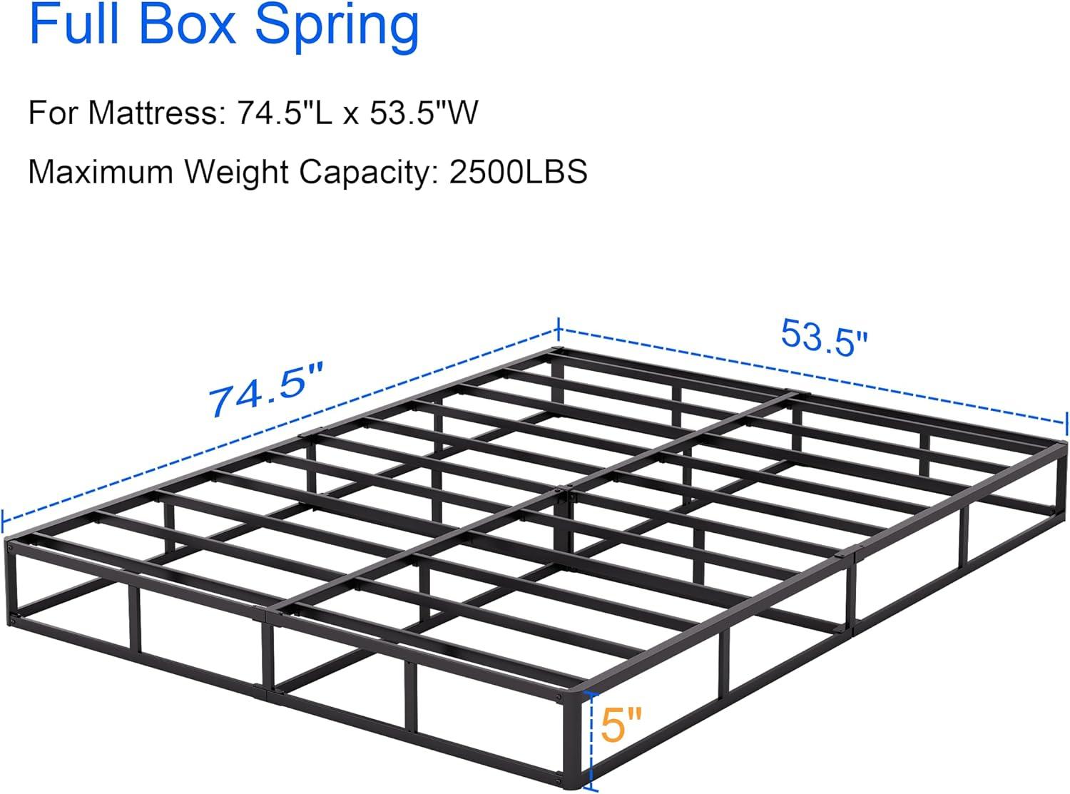 King Size Black Metal Box Spring with Cotton Blend Cover