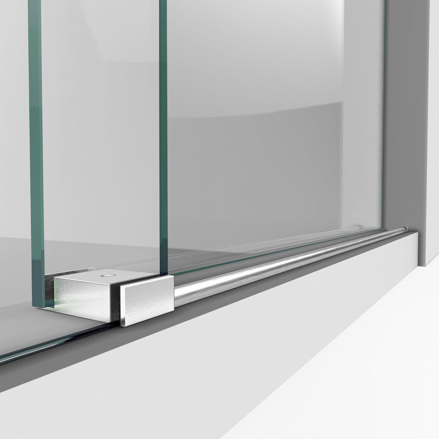 Enigma-XO Frameless Sliding Shower Door with Polished Stainless Steel Hardware