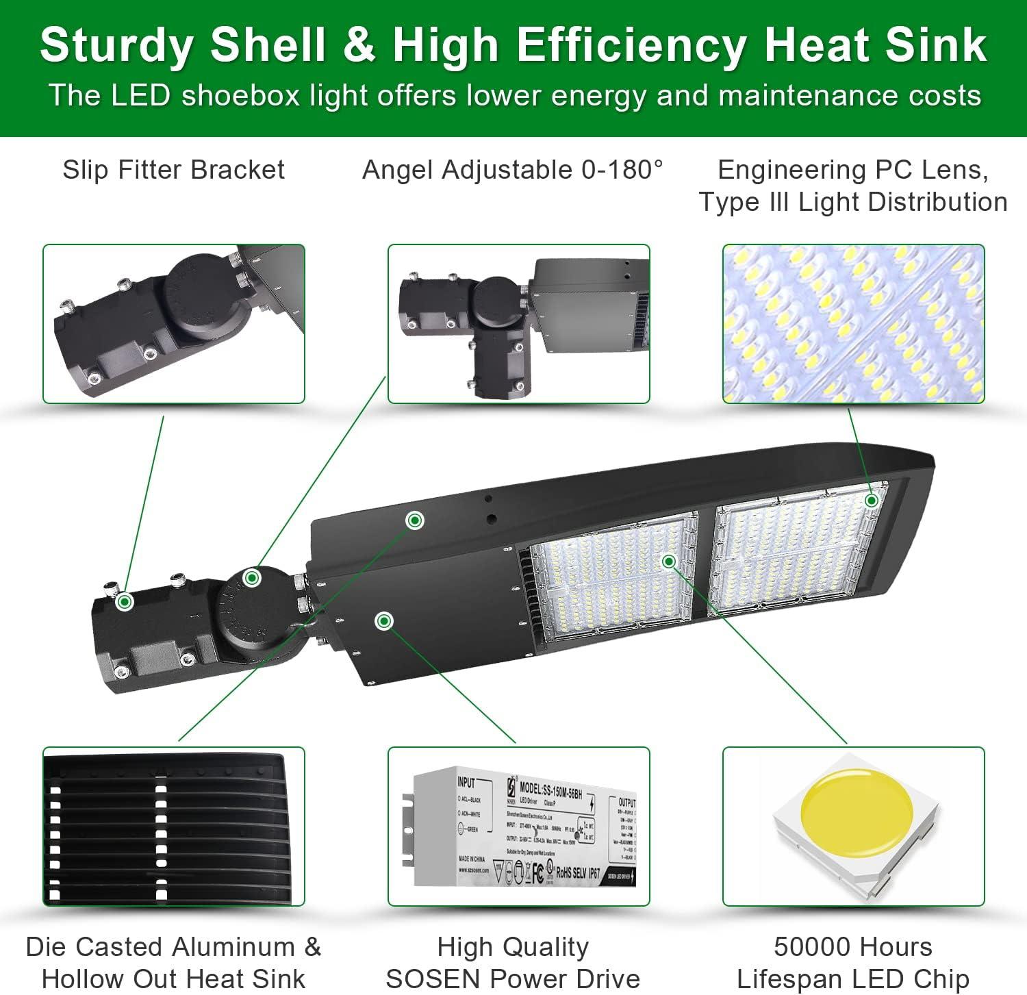 300W Black LED Outdoor Path Light with Slip Fitter Mount