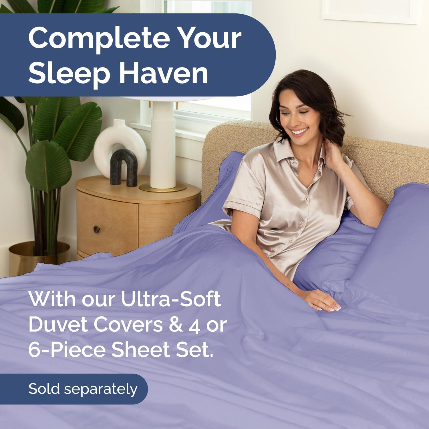 CGK Linens Premium All-Season Down Alternative Comforter - Fluffy Oversized Duvet Insert in Lavender, Size Full