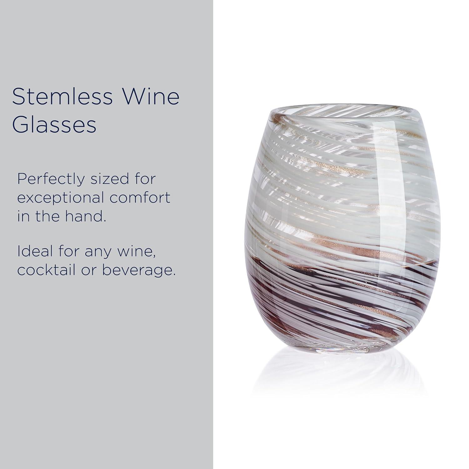 Mikasa Color Swirl 16 oz. Stemless Wine Glasses (Set of 4)