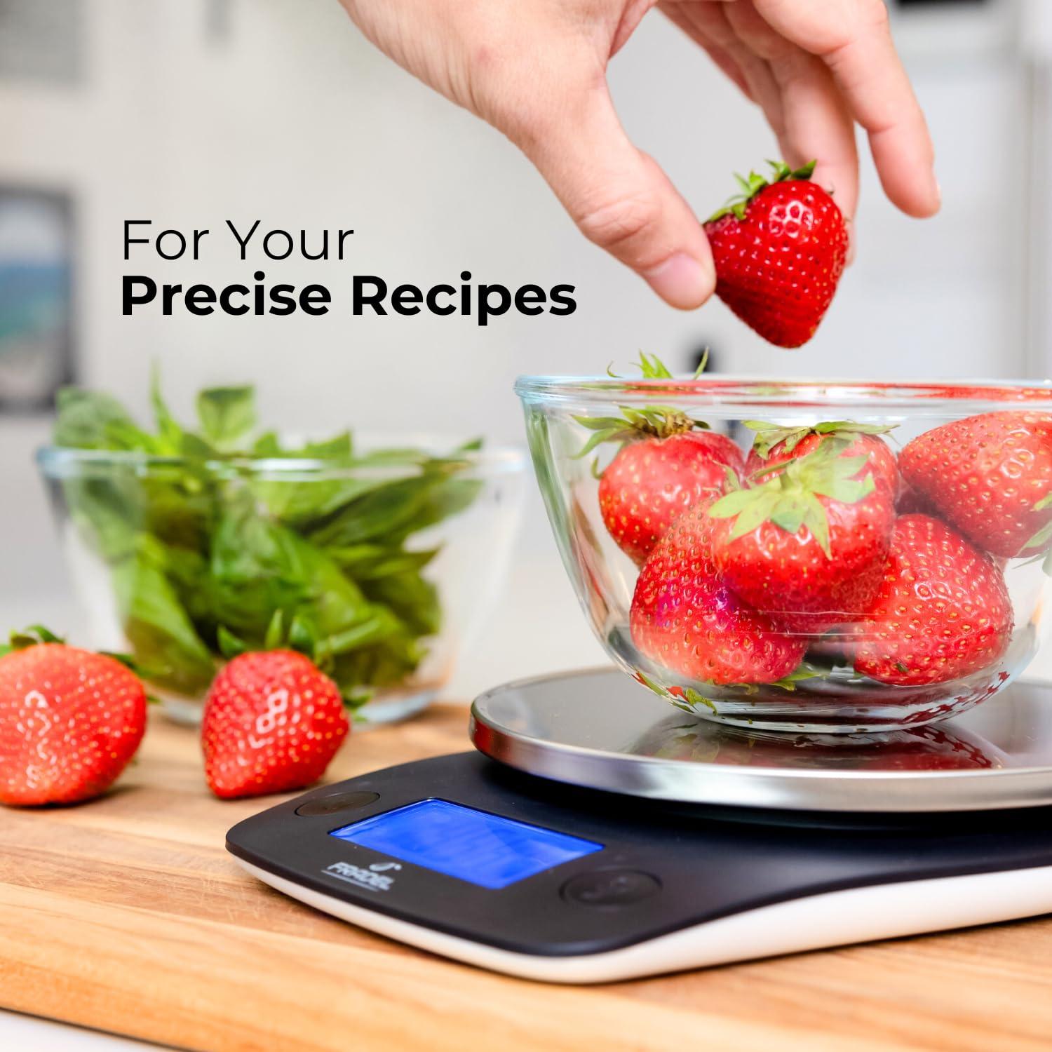 Fradel 0.1g Digital Kitchen Food Scale in Grams & Ounces - 11lb, for Cooking, Baking, Weight Loss - Square