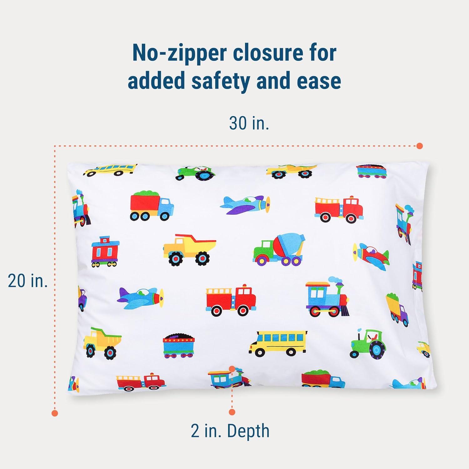 Trains, Planes And Trucks 100% Cotton Percale Geometric Pillowcase