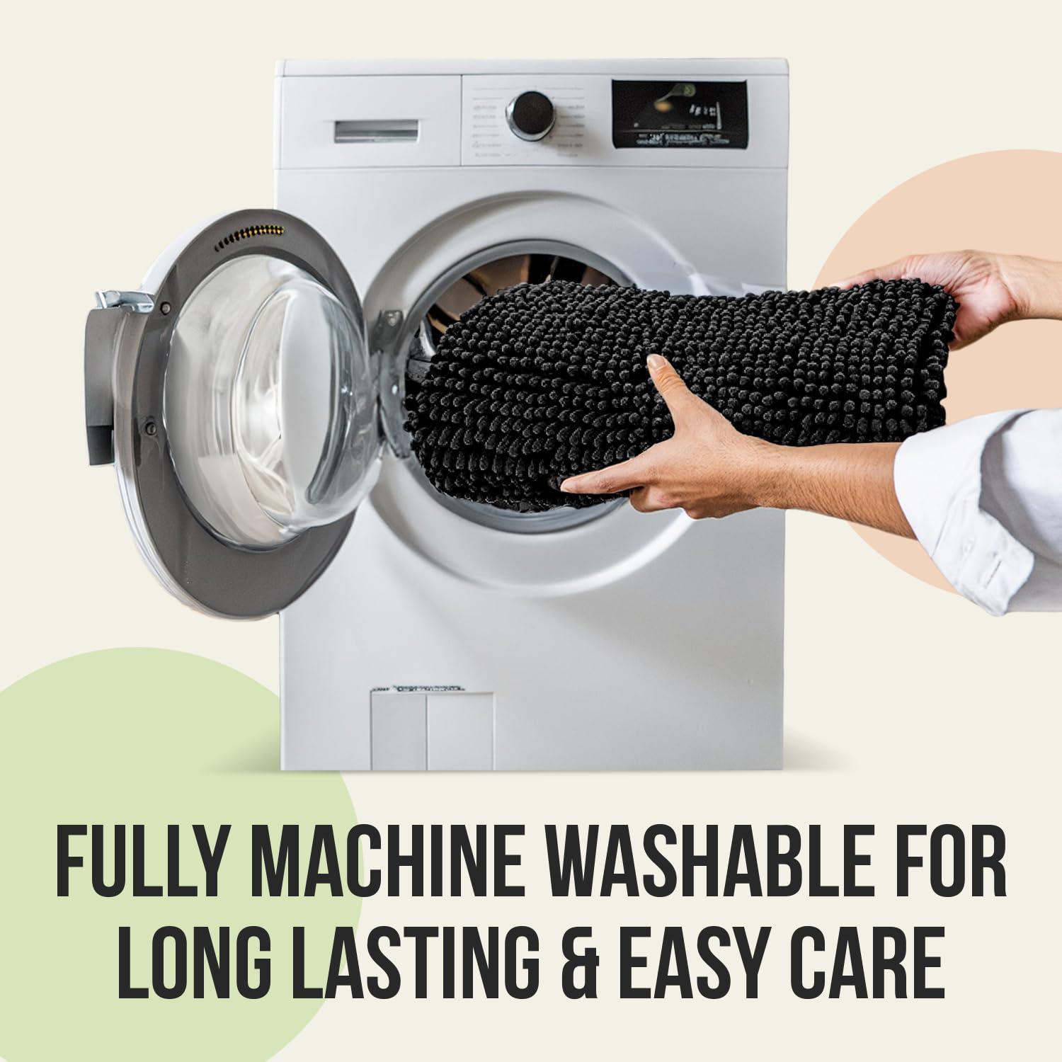 ITSOFT 3pc Non-Slip Shaggy Chenille Bathroom Mat Set, Includes 24 x 21 Inches U-Shaped Contour Toilet Rug, 34 x 21 Inches Bathmat and 1 Toilet Lid Cover, Spa Blue