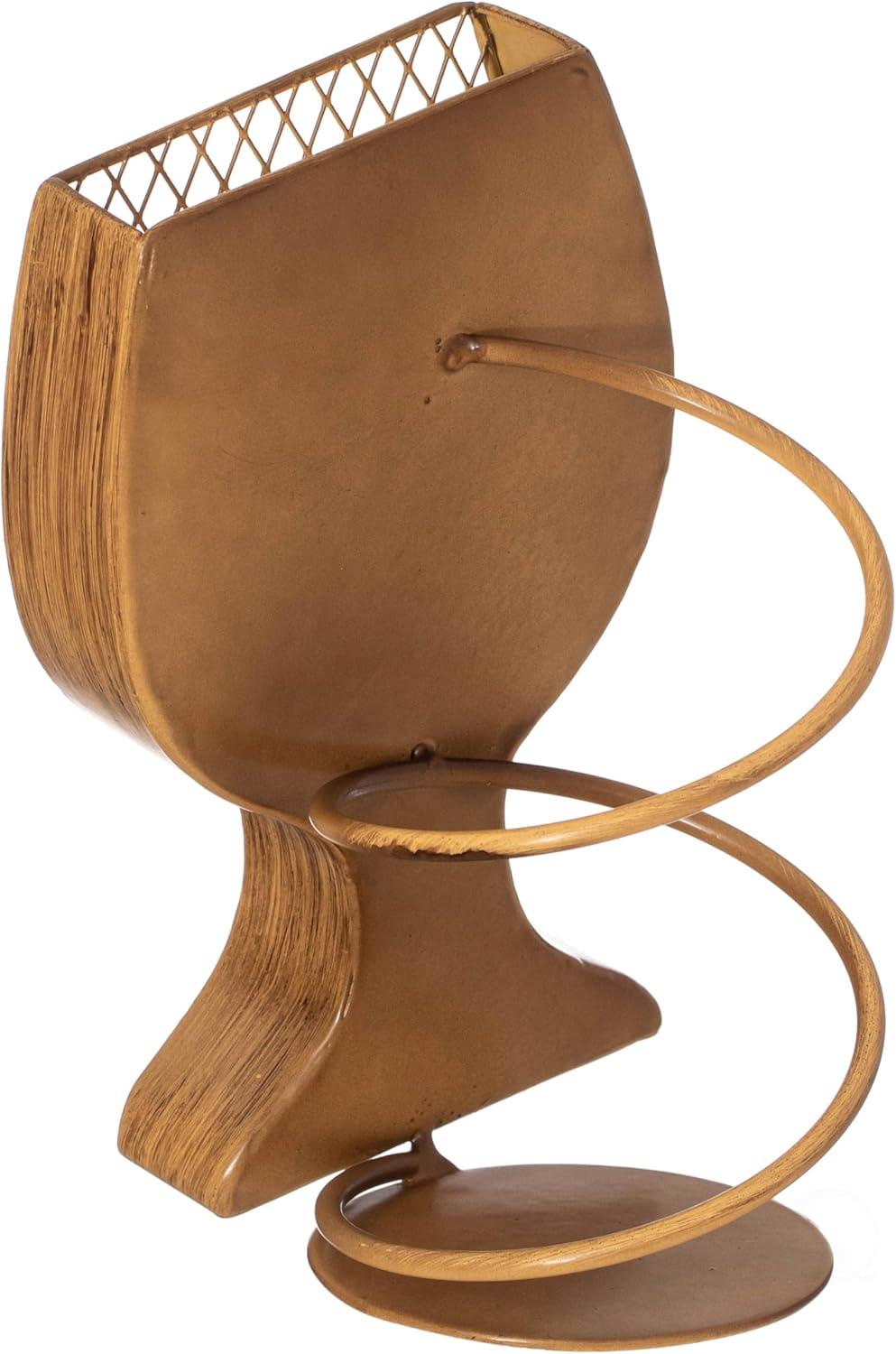Vintiquewise Decorative Metal Goblet Shape Wine Bottle and Cork Holder A Unique Home Decor Piece and Countertop Accessory