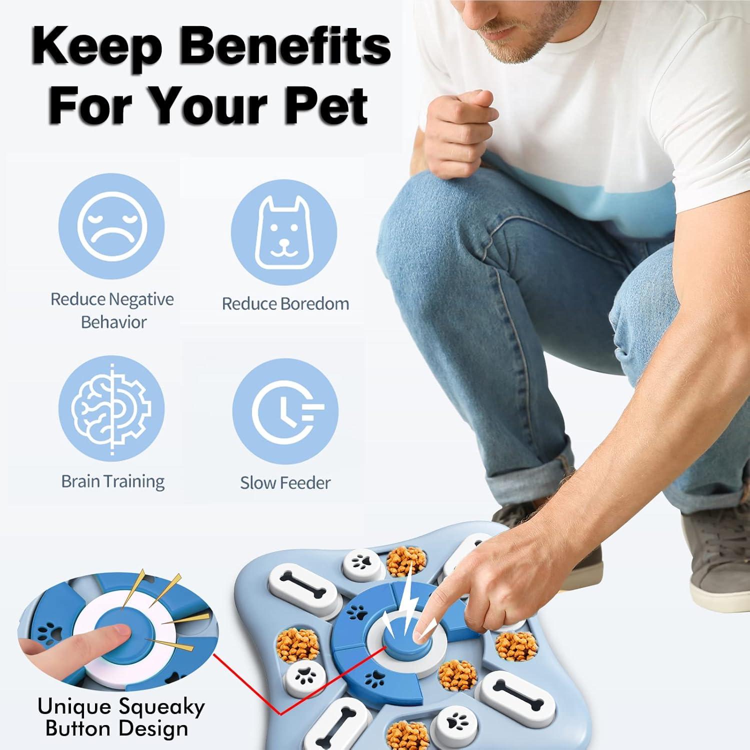 Interactive Dog Puzzle Toy for Large, Medium, Small Smart Dogs - Enrichment and Mental Stimulation for Training - Treat Chew Gifts for Dogs Puppies & Cats (Sky Blue)