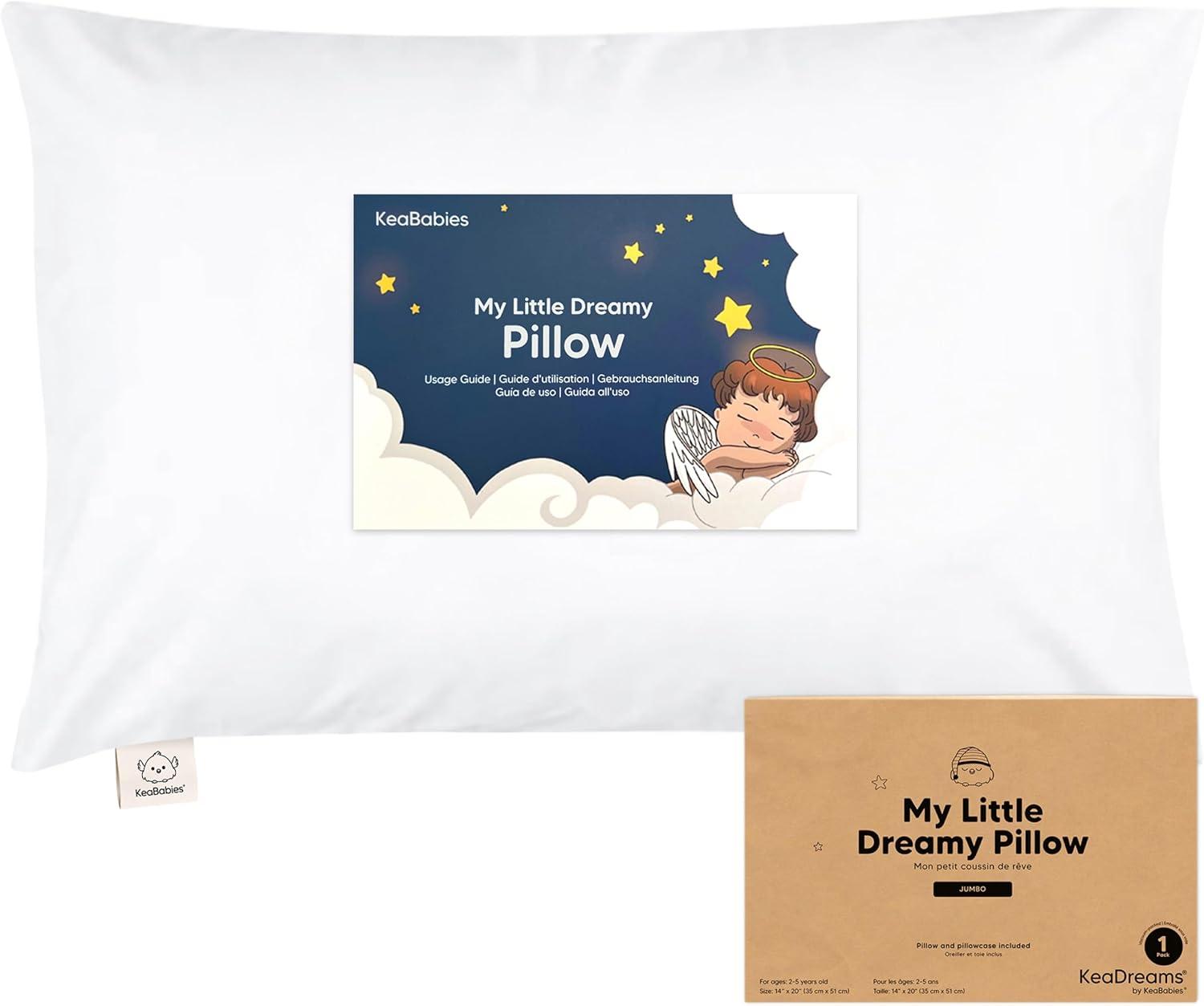 Soft White Organic Cotton Toddler Pillow with Pillowcase