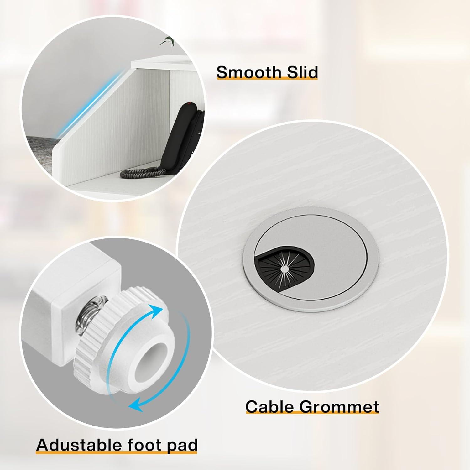 Tribesigns Modern Reception Desk, Front Counter Desk with Open Shelves, for Lobby, Beauty Salon, White