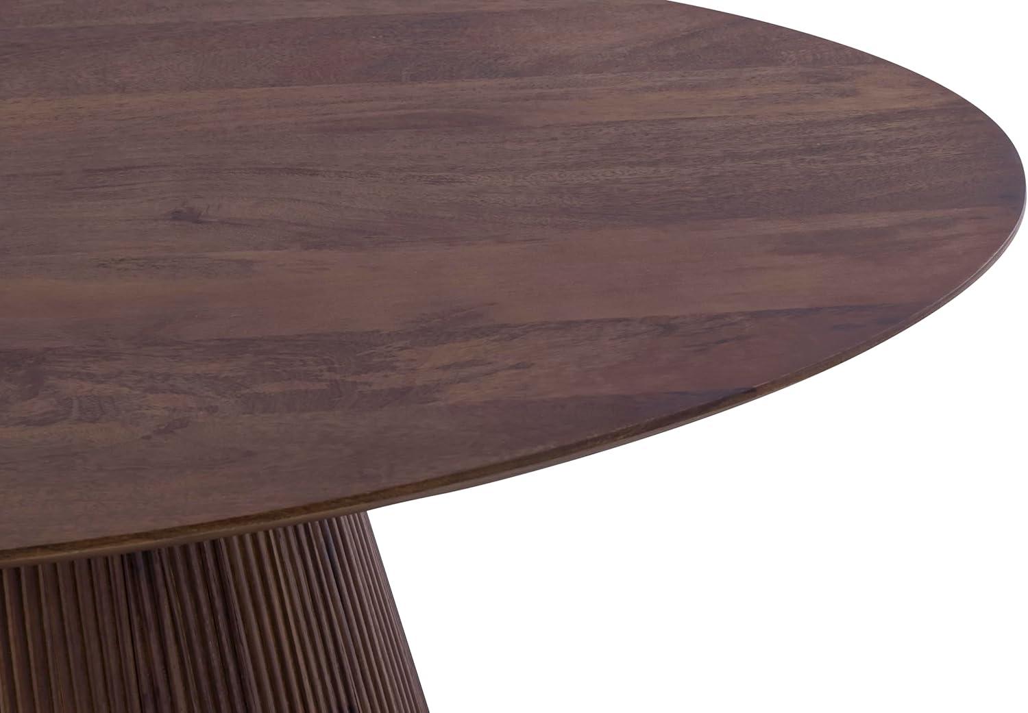 Canarm MADHY Round Coffee Table, Rustic Brown Wood Finish, Elegant Fluted Design, Spacious Tabletop, Easy Assembly for Living Room