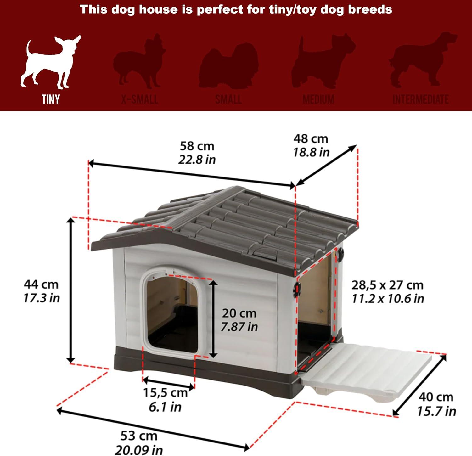 Extra Small Cream and Dark Brown Plastic Dog House