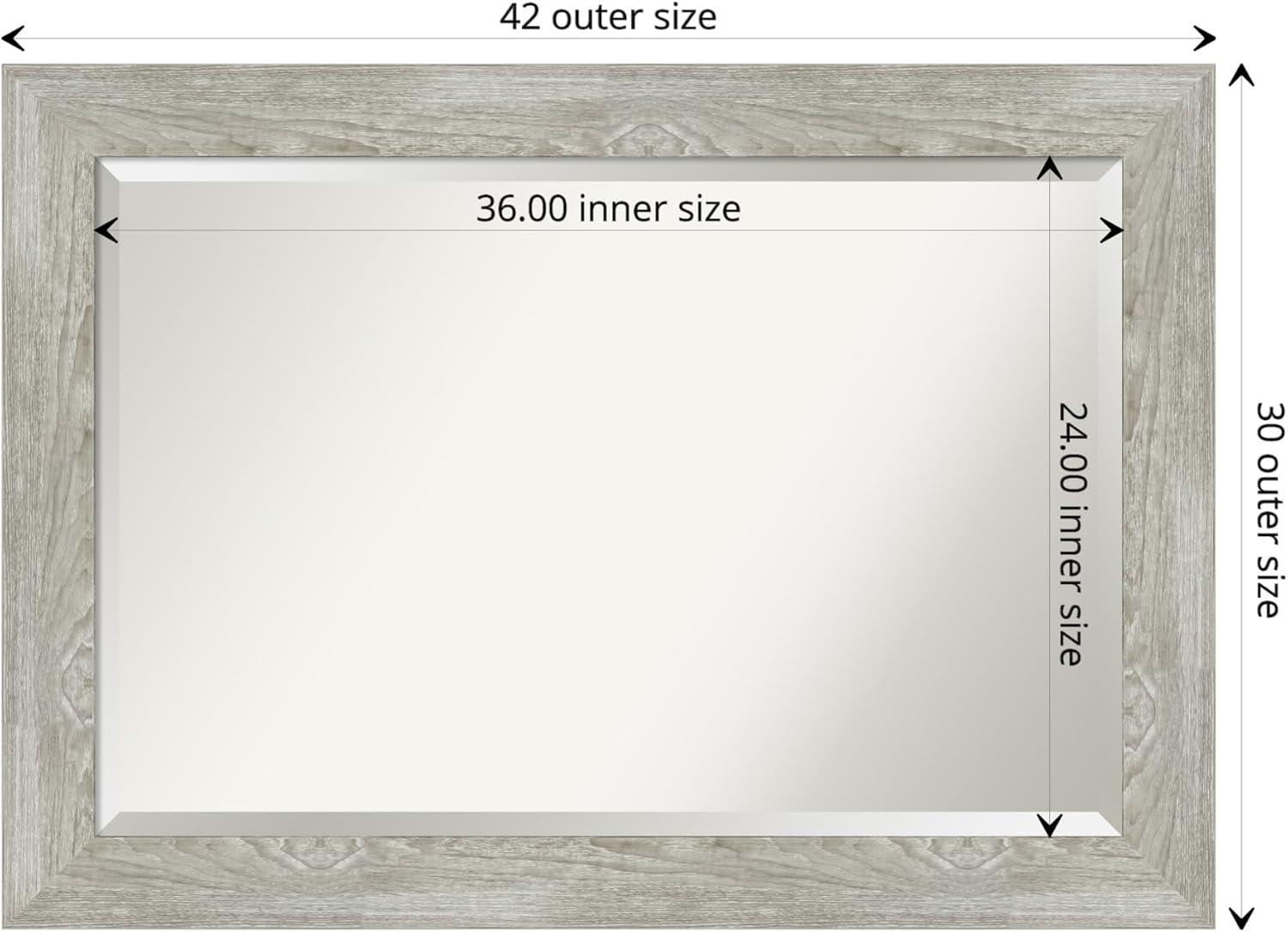 Amanti Art Beveled Bathroom Wall Mirror - Dove Greywash Frame Outer Size: 42 x 30 in