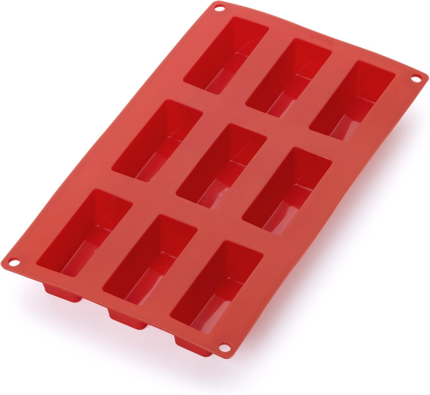 Lekue Silicone 9 Cavity Mini Cake Baking Mold, Red