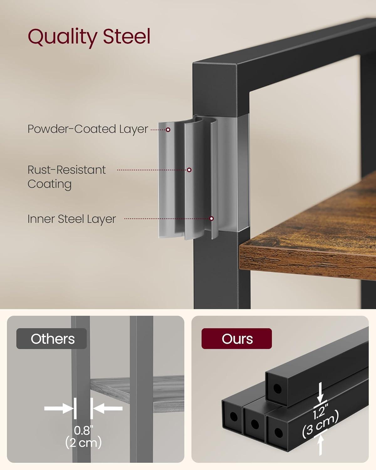 6-Tier Tall Bookshelf Large Bookcase with Steel Frame Deep Book Shelf for Living Room Home Office Study Rustic Brown and Black