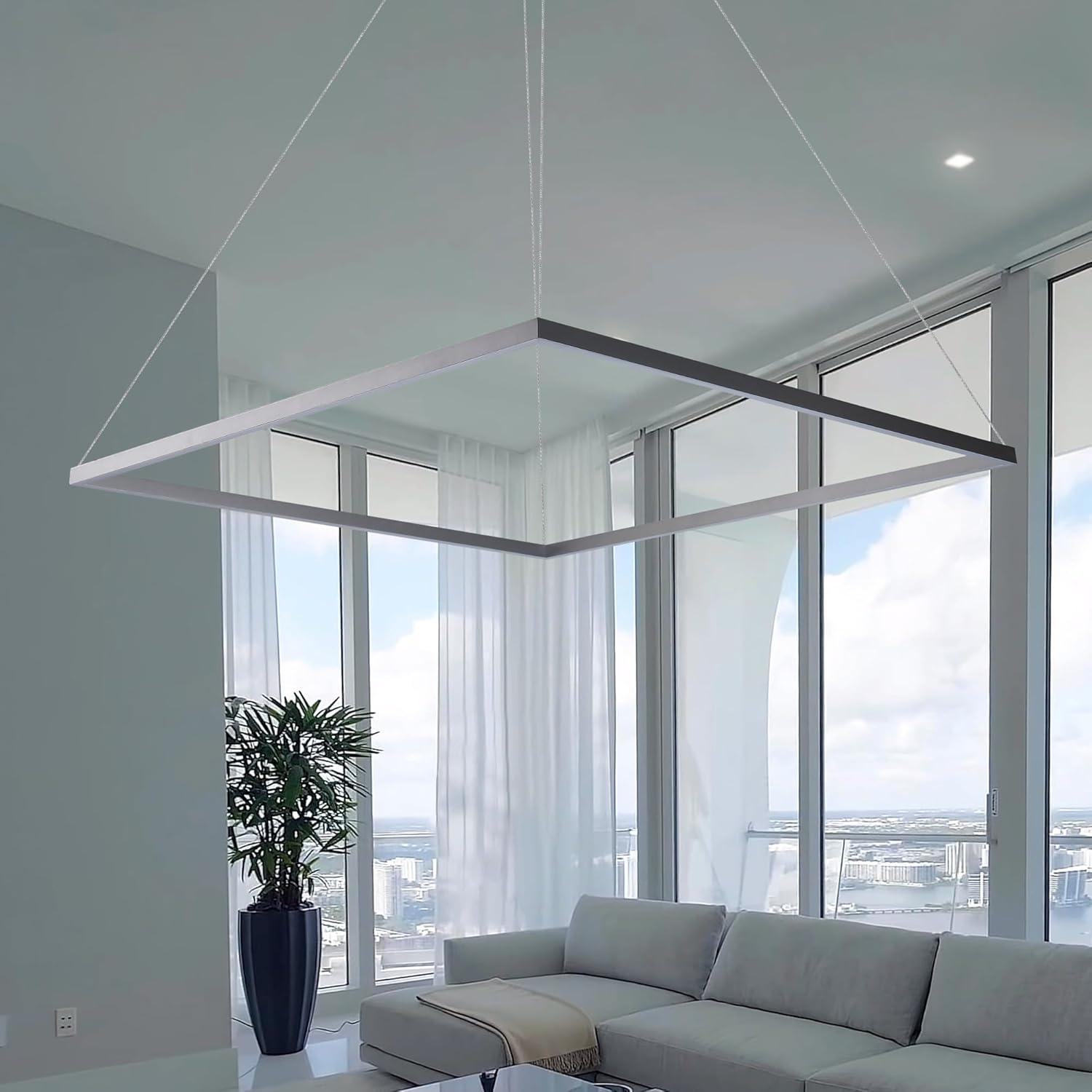 Atria Integrated LED Linear Pendant Height Adjustable ETL Certified Square Chandelier Lighting