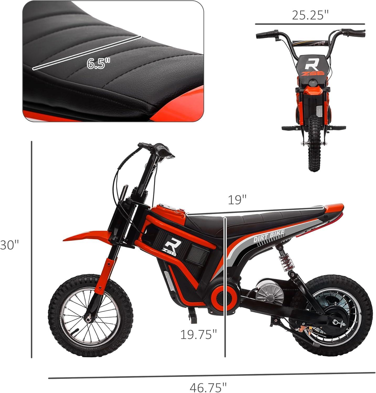 Aosom 24V 350W Electric Dirt Bike, up to 15 MPH w/ Twist Grip, Red