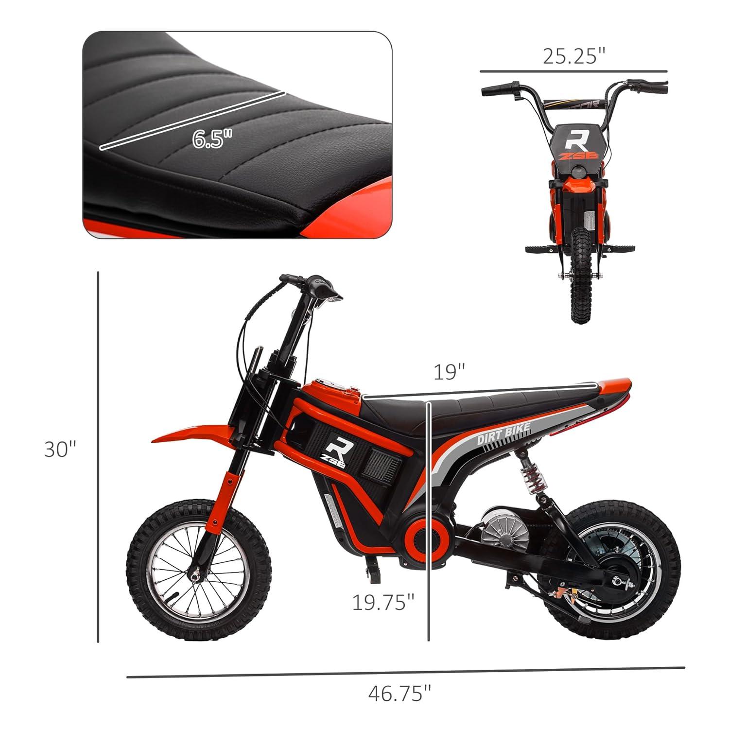 Aosom 24V 350W Electric Dirt Bike, up to 15 MPH w/ Twist Grip, Red