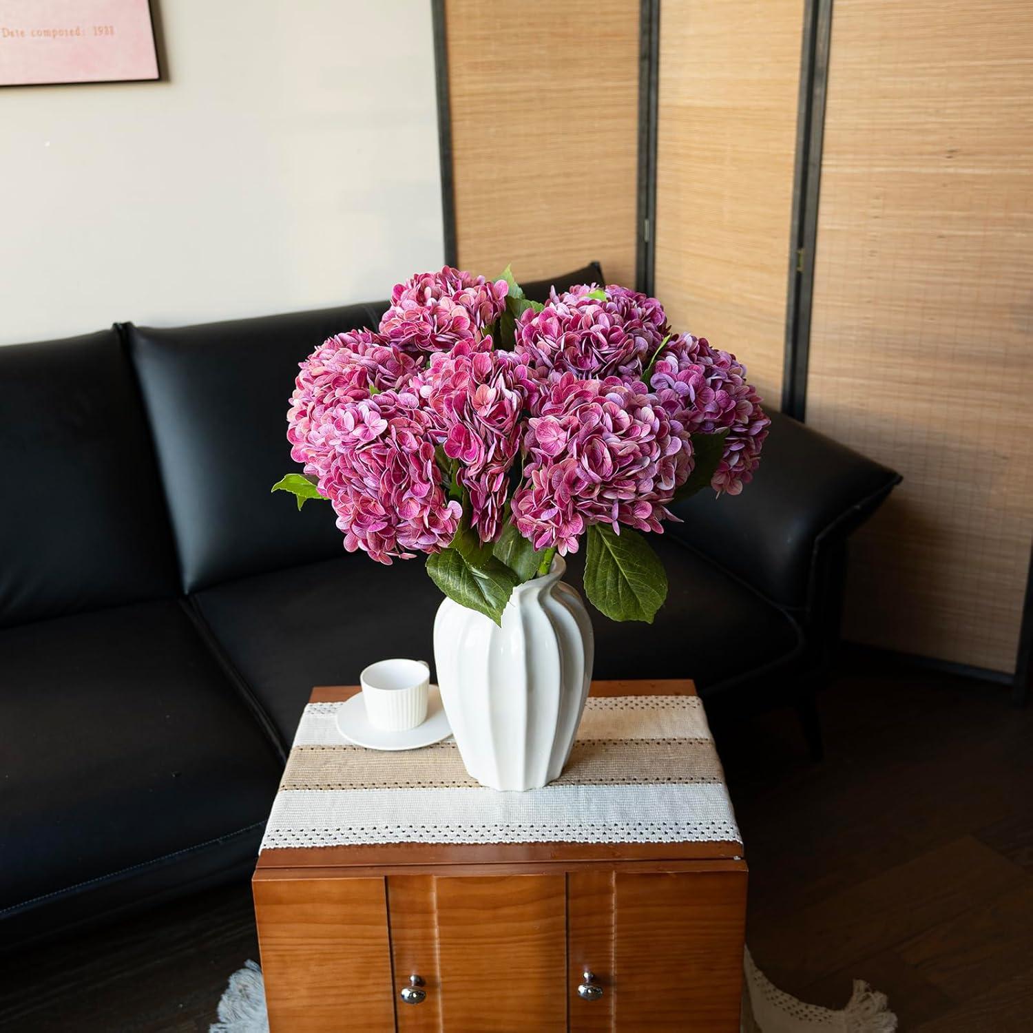 Real Touch Pink Artificial Hydrangea Bouquet for Office Decor