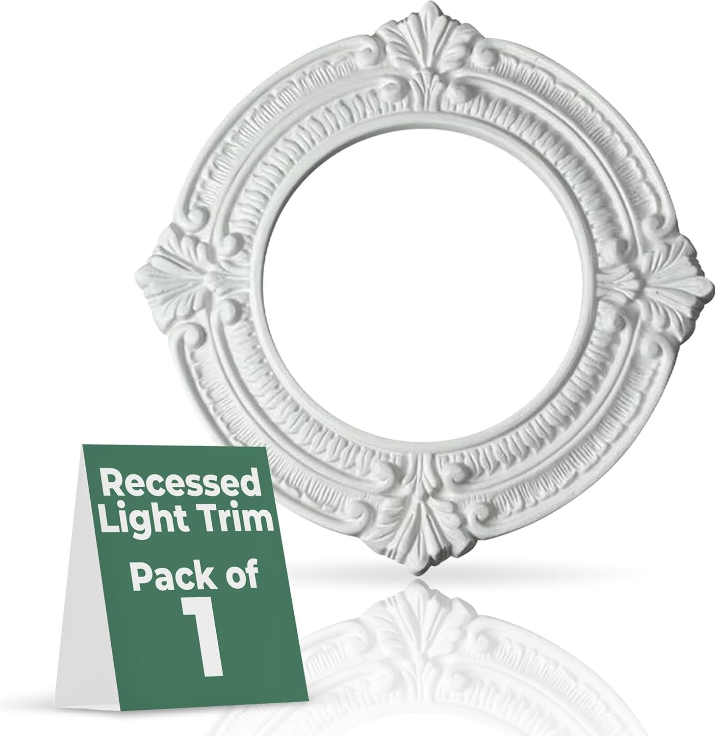 White Ceiling Medallion Urethane Recessed Trim 6" ID X 10" OD