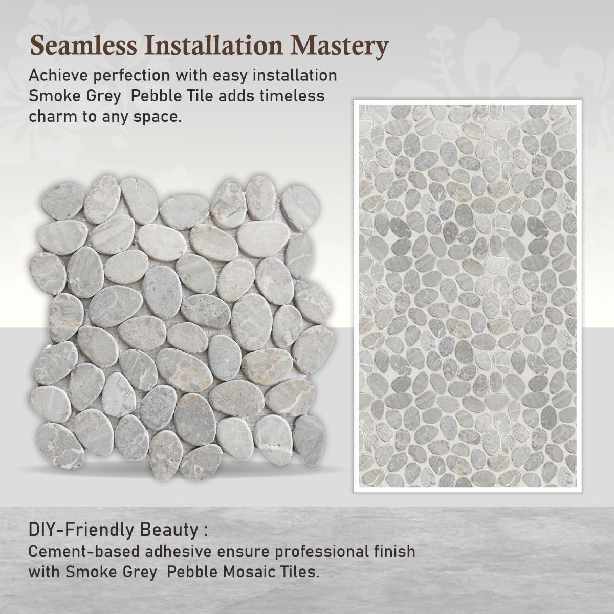b.o.i Hawaii 12" x 12" Natural Stone Pebbles Mosaic Wall & Floor Tile