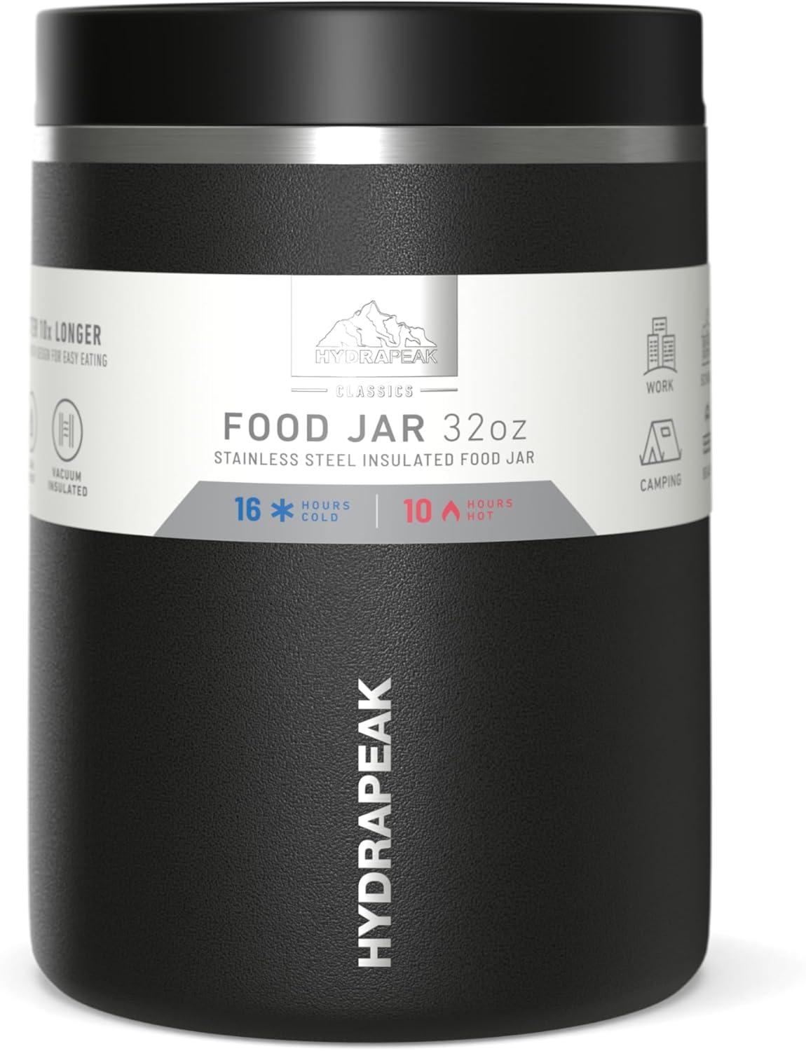 Hydrapeak 32 Oz Stainless Steel Vacuum Insulated Wide Mouth Leak-proof Thermos Food Jar For Hot And Cold, 10 Hours Hot 16 Hours Cold (Gray)