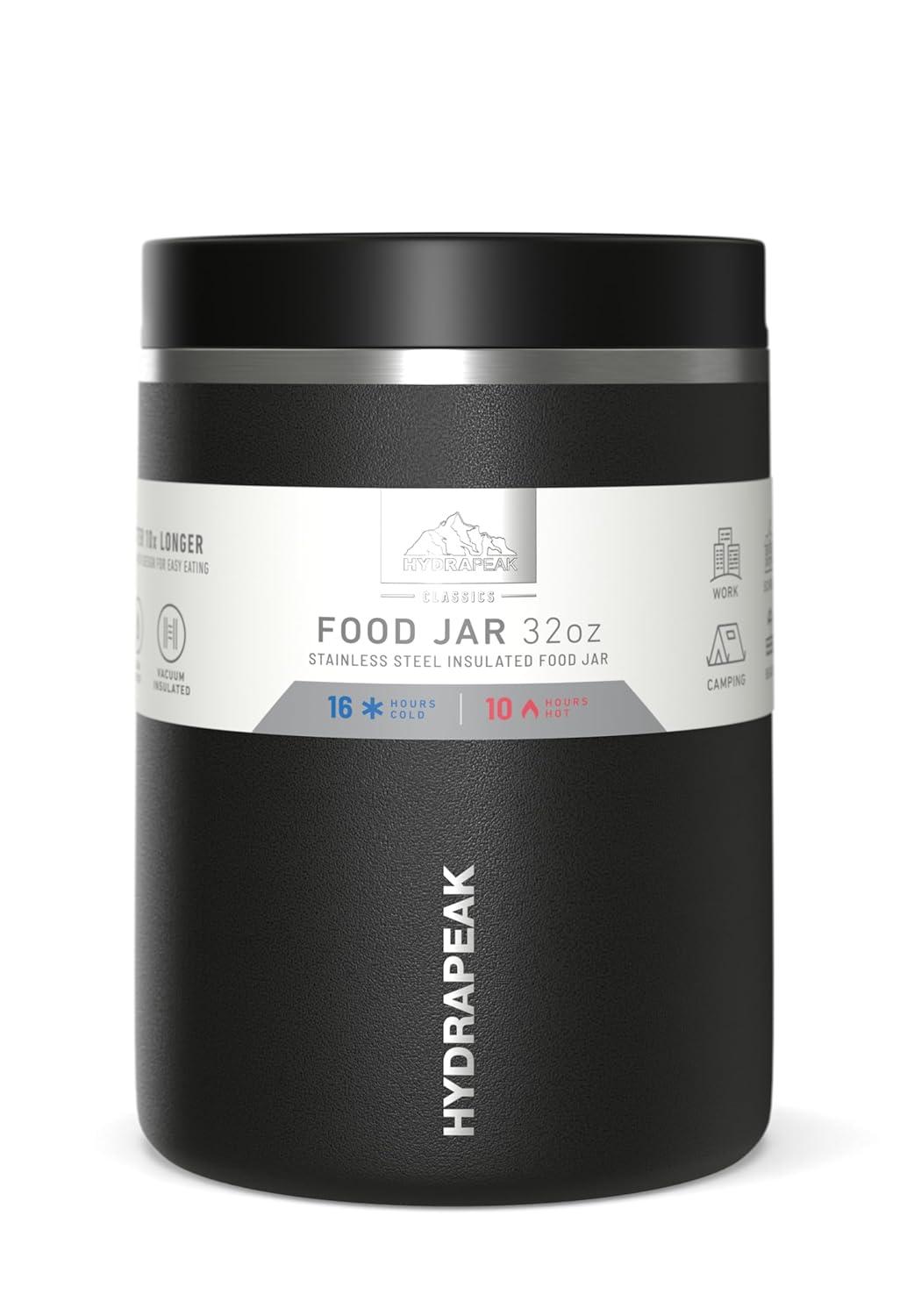 Hydrapeak 32 Oz Stainless Steel Vacuum Insulated Wide Mouth Leak-proof Thermos Food Jar For Hot And Cold, 10 Hours Hot 16 Hours Cold (Canary)