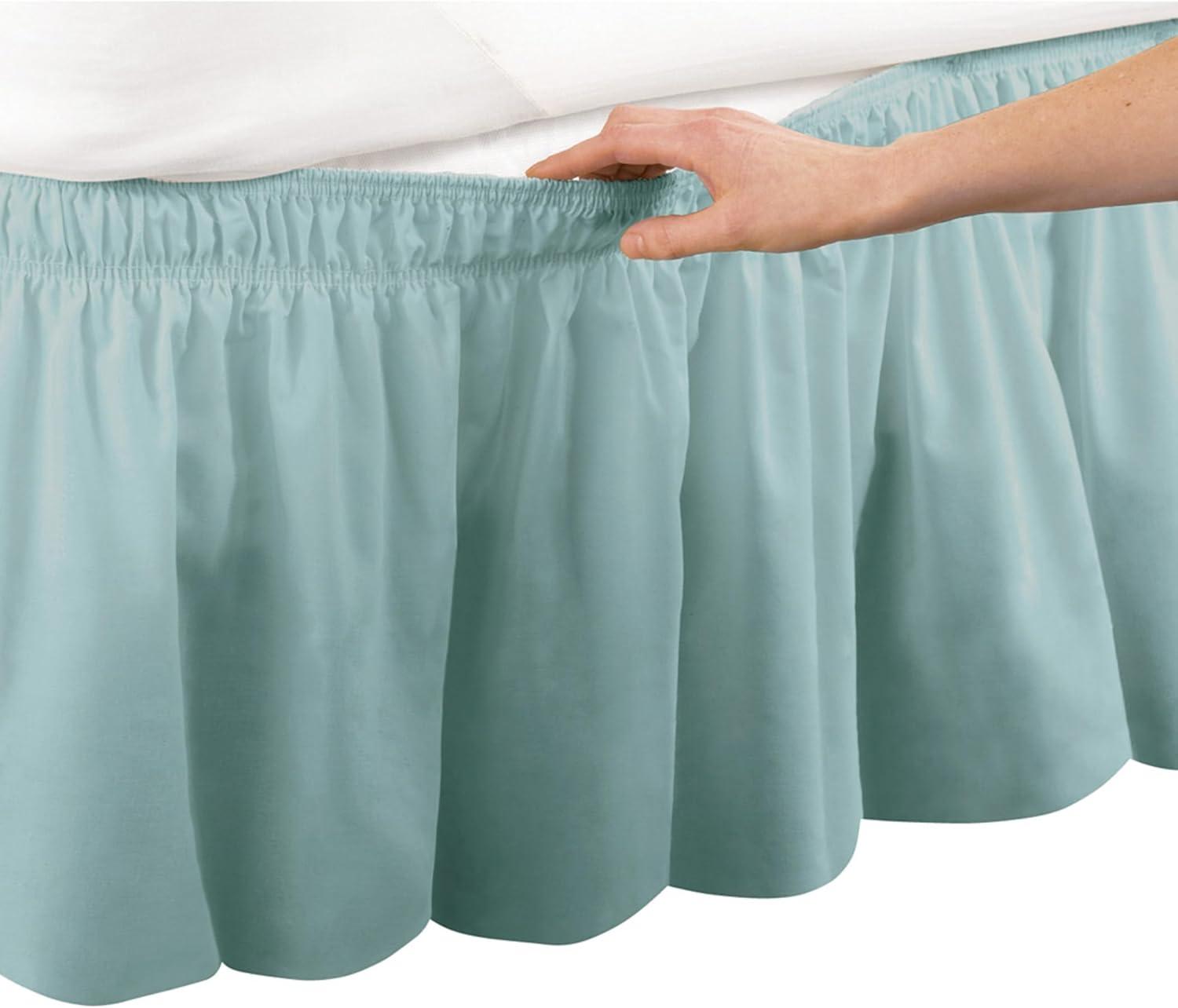 Green Twin/Full Cotton Polyester Elastic Bed Skirt